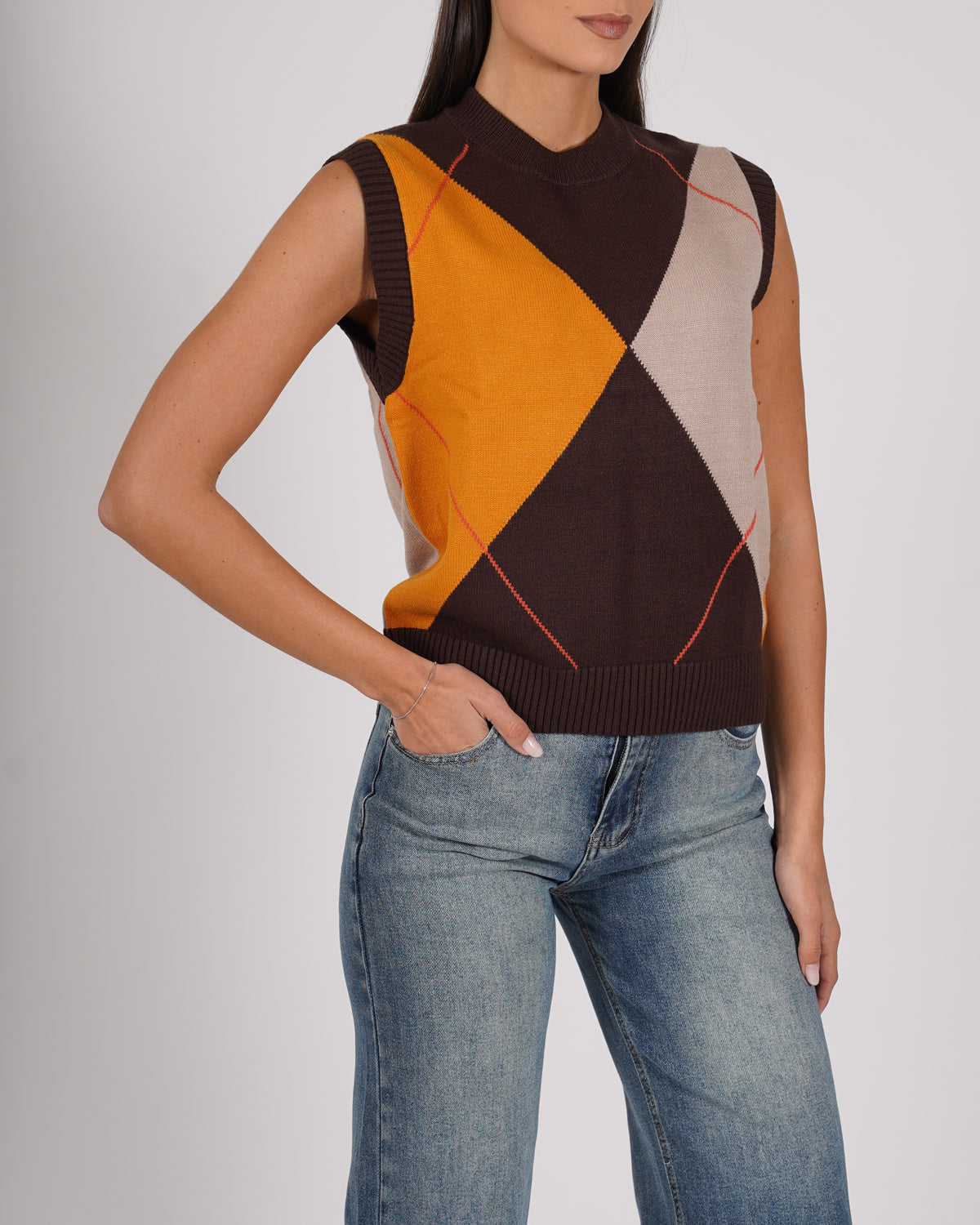 Gilet con losanghe in mano viscosa - Lucente