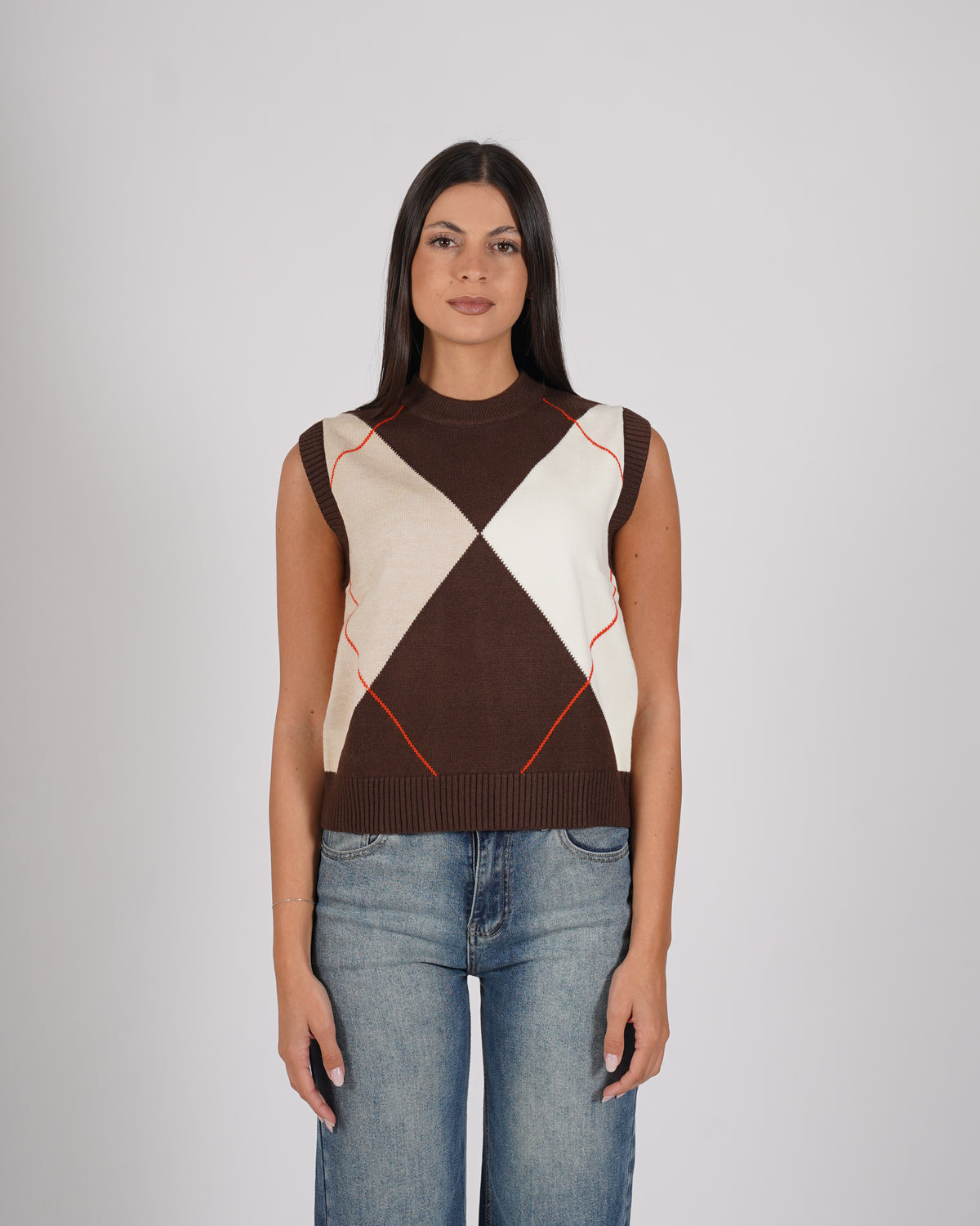 Gilet con losanghe in mano viscosa - Lucente