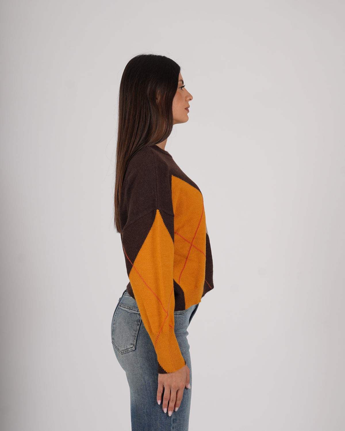 Maglia girocollo con losanghe in mano viscosa - Tremante