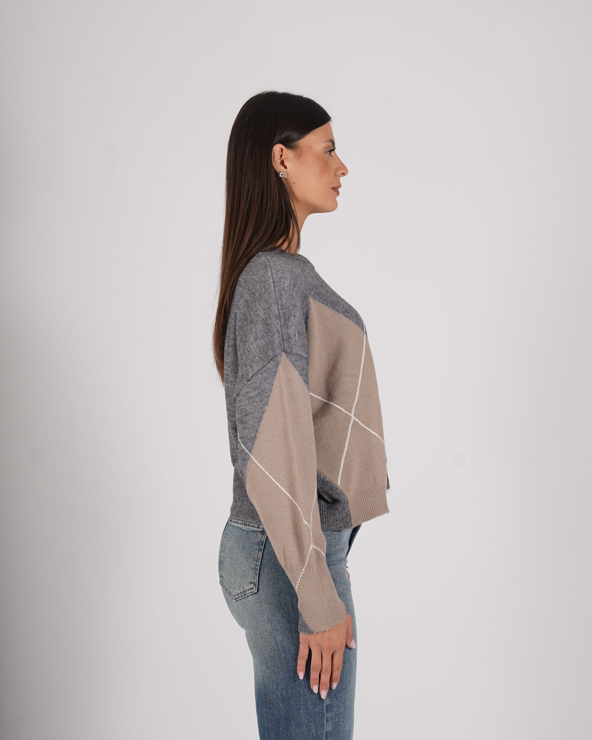 Maglia girocollo con losanghe in mano viscosa - Tremante