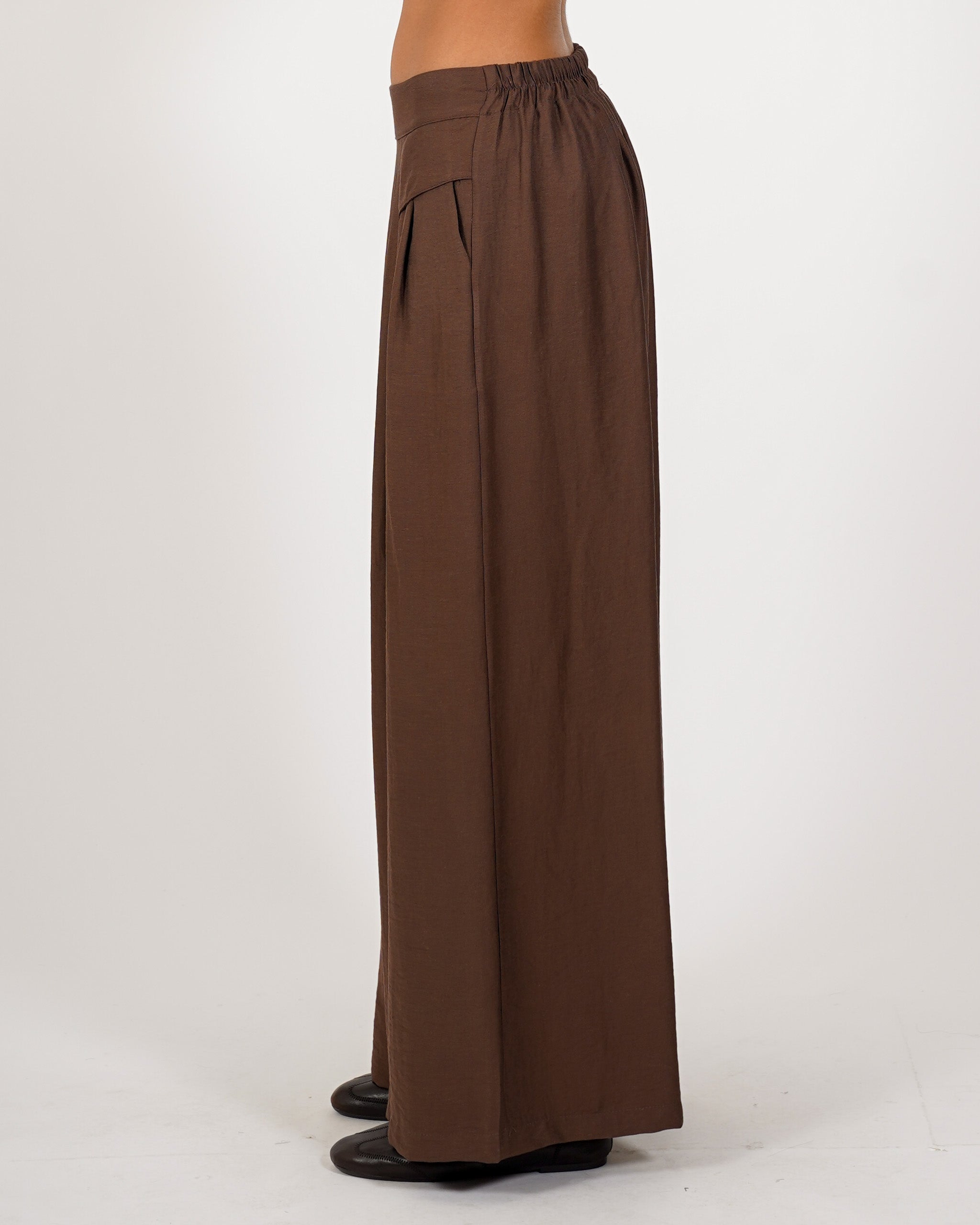 Pantaloni con baschina e gamba larga in lino - Fidata