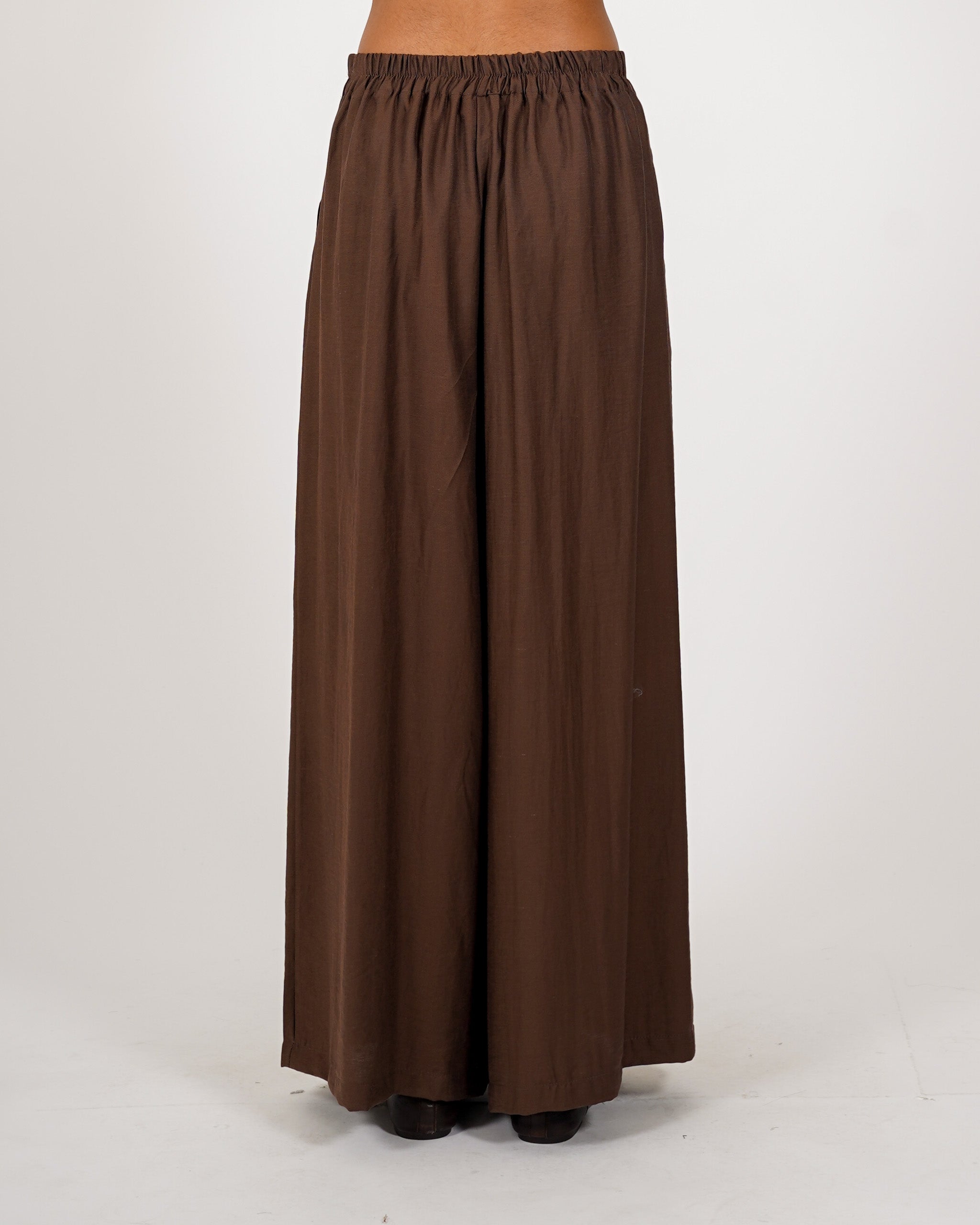 Pantaloni con baschina e gamba larga in lino - Fidata
