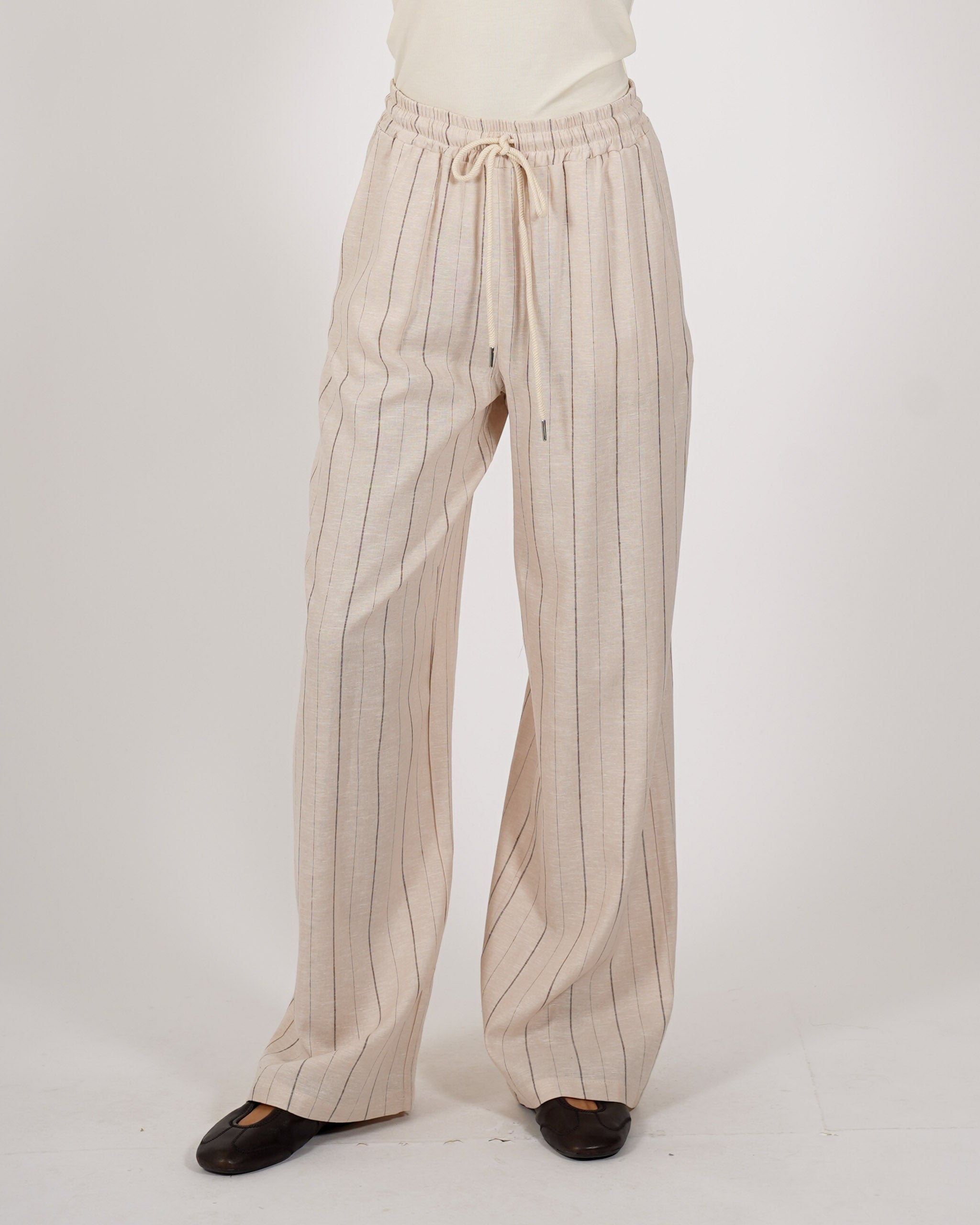 Pantaloni gessati con coulisse in lino - Bastienne