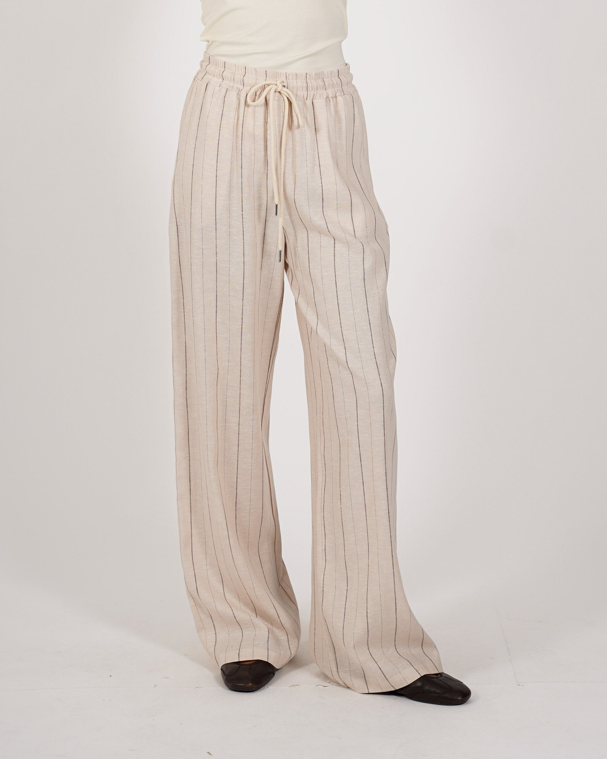Pantaloni gessati con coulisse in lino - Bastienne