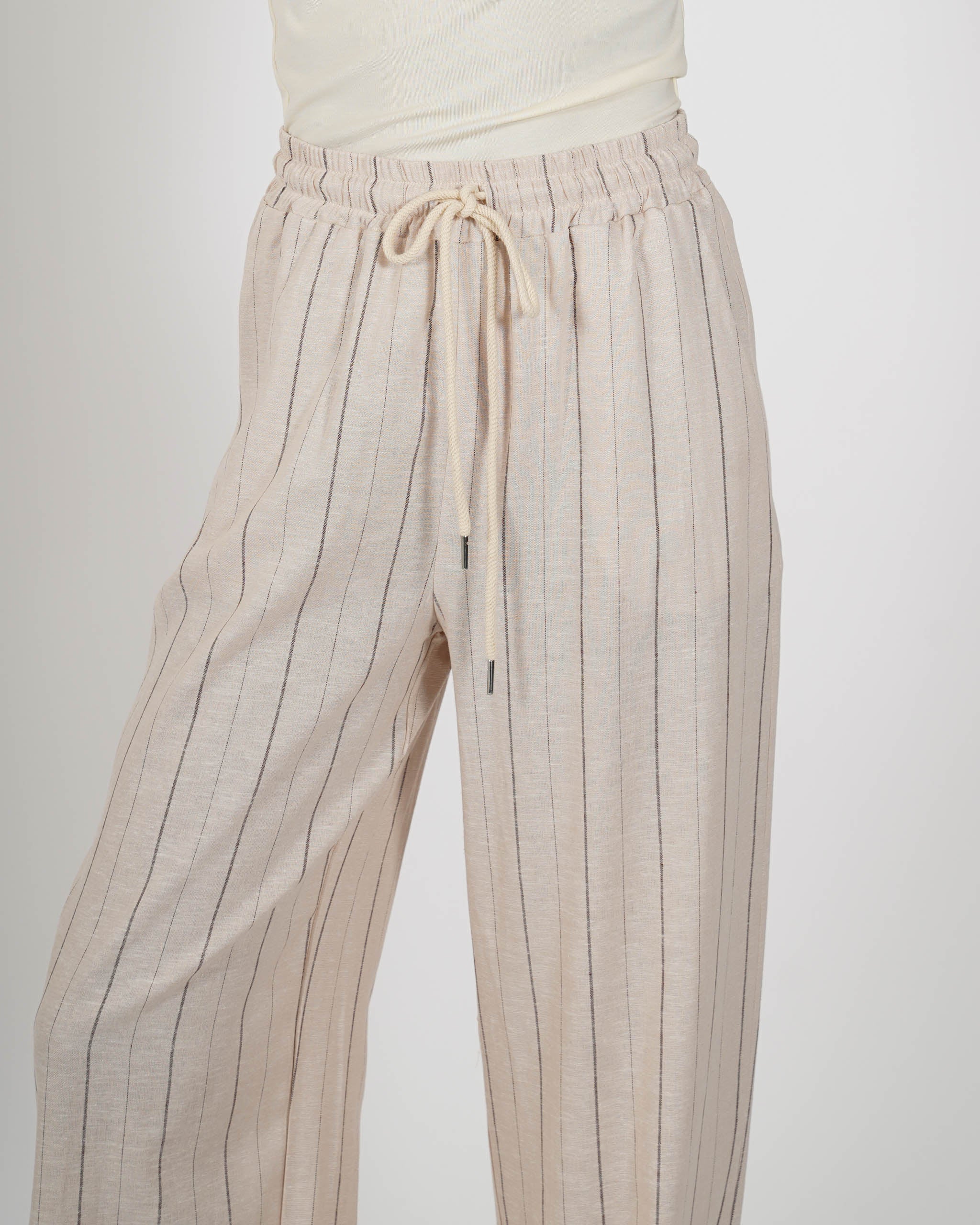 Pantaloni gessati con coulisse in lino - Bastienne