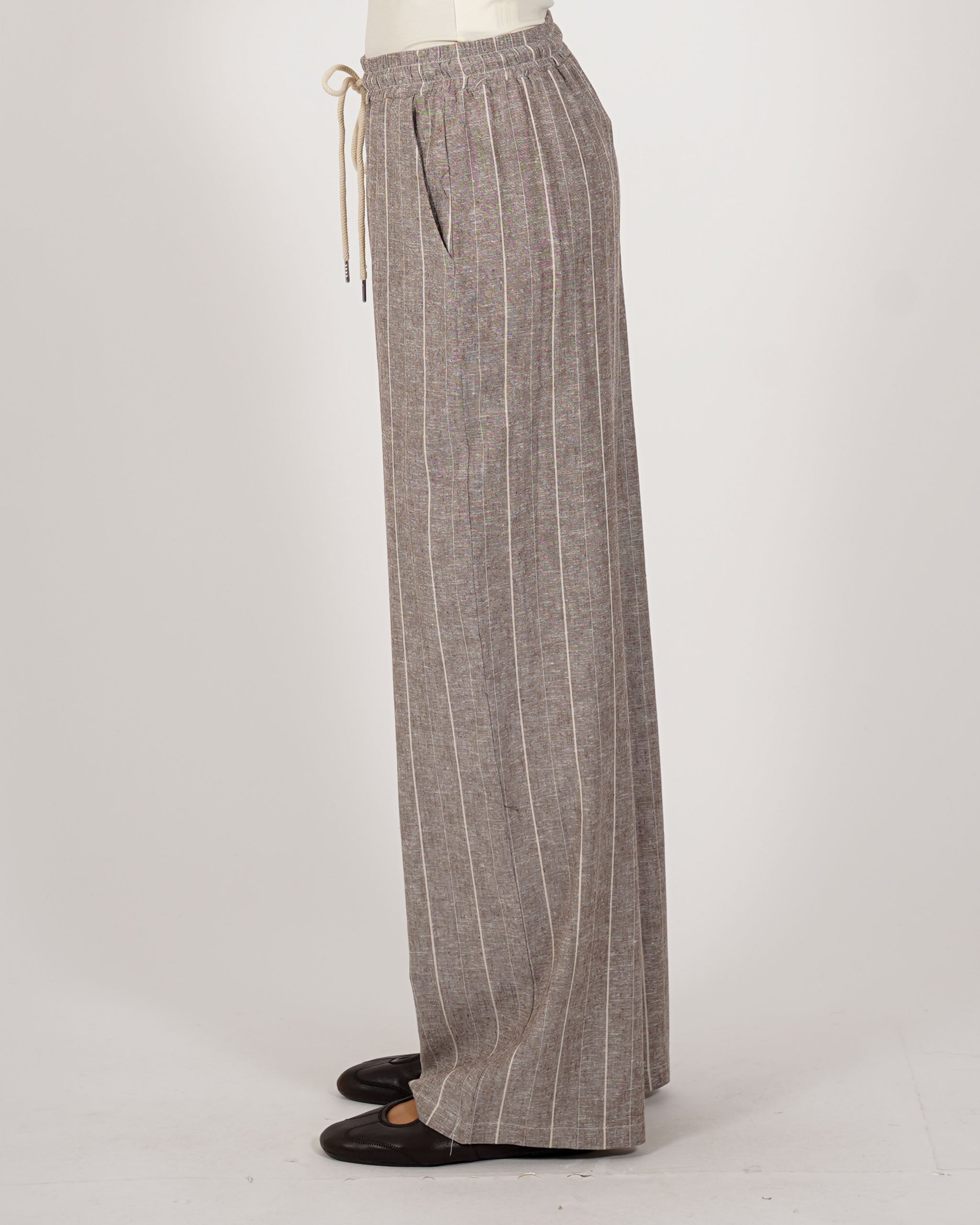 Pantaloni gessati con coulisse in lino - Bastienne