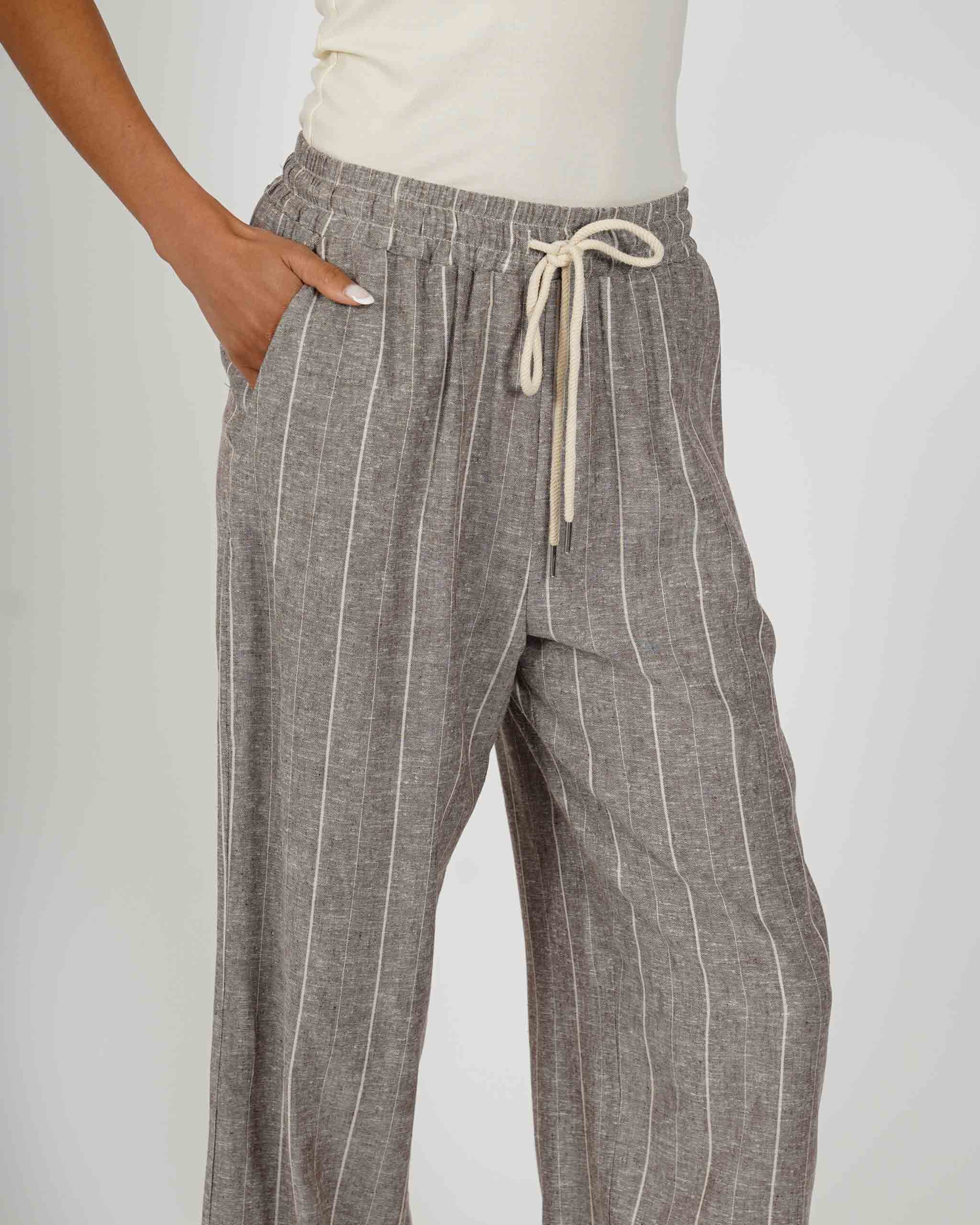 Pantaloni gessati con coulisse in lino - Bastienne