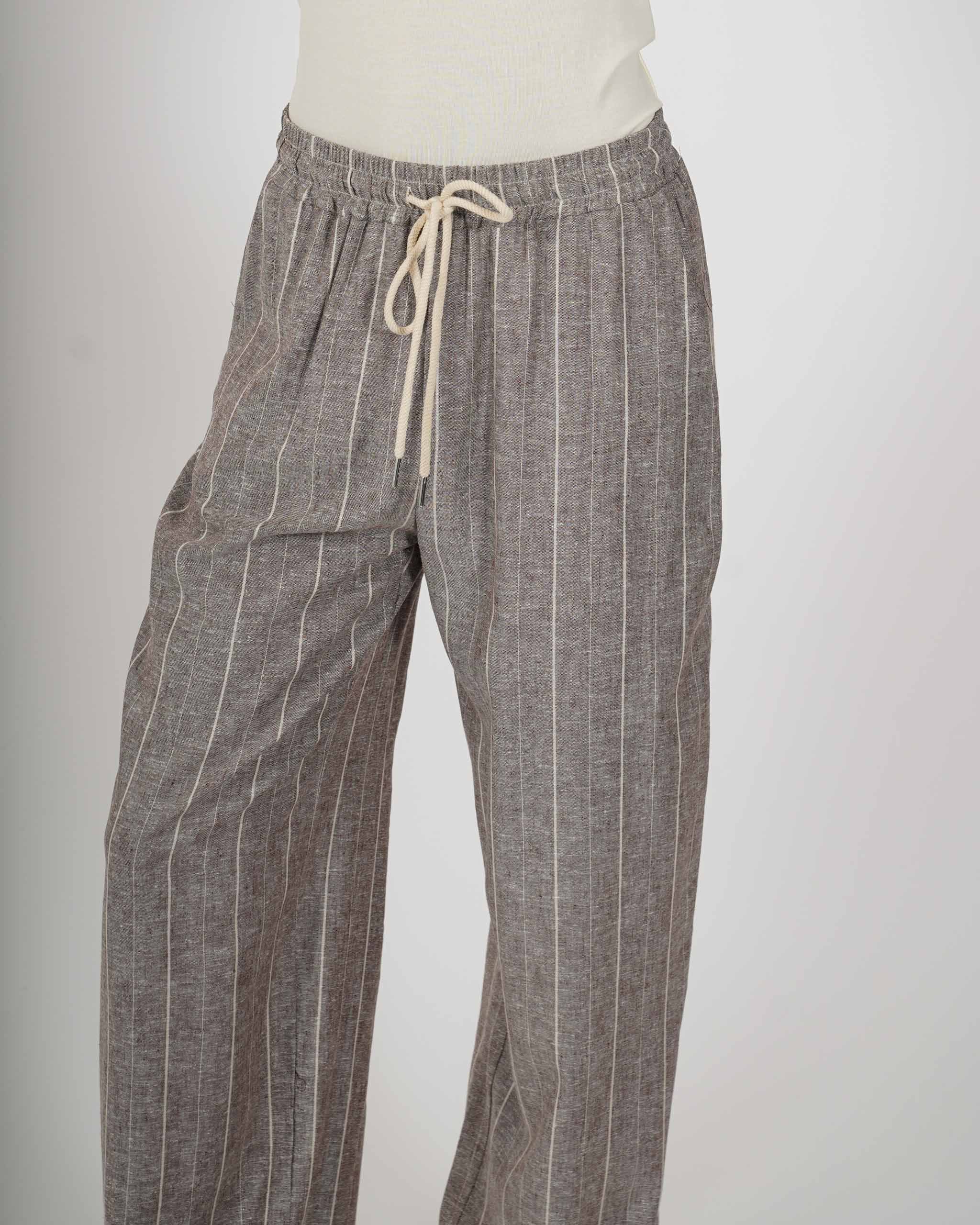 Pantaloni gessati con coulisse in lino - Bastienne