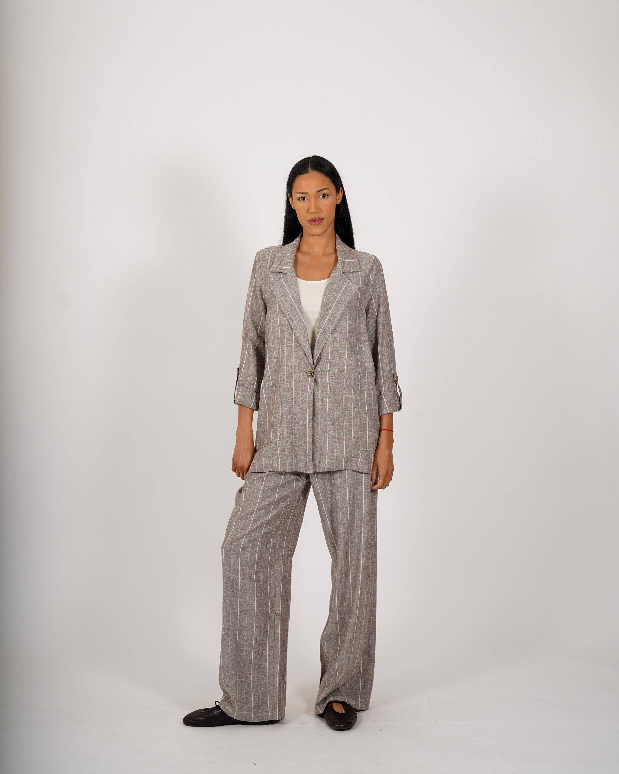 Pantaloni gessati con coulisse in lino - Bastienne