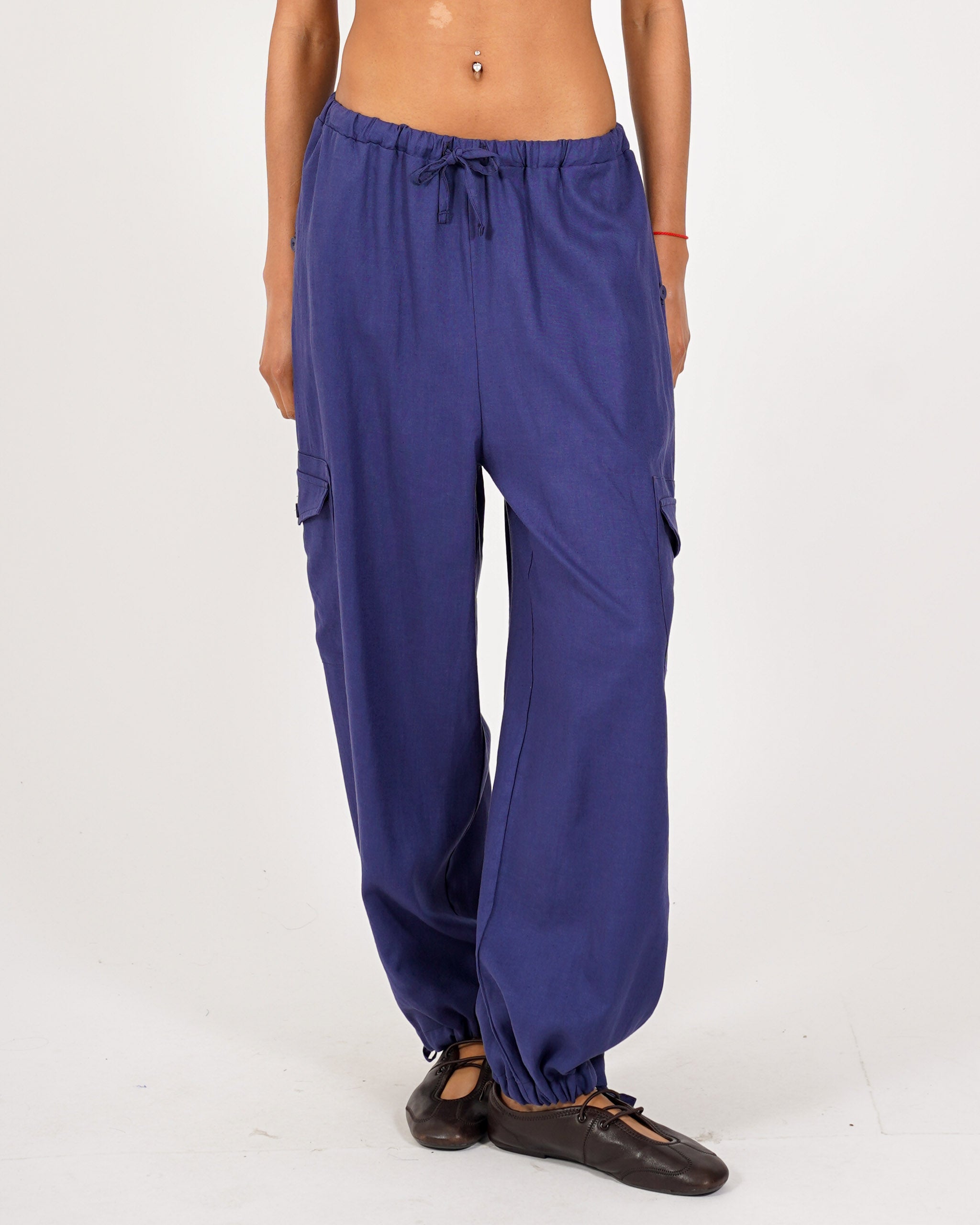 Pantaloni cargo in misto lino - Eleganza