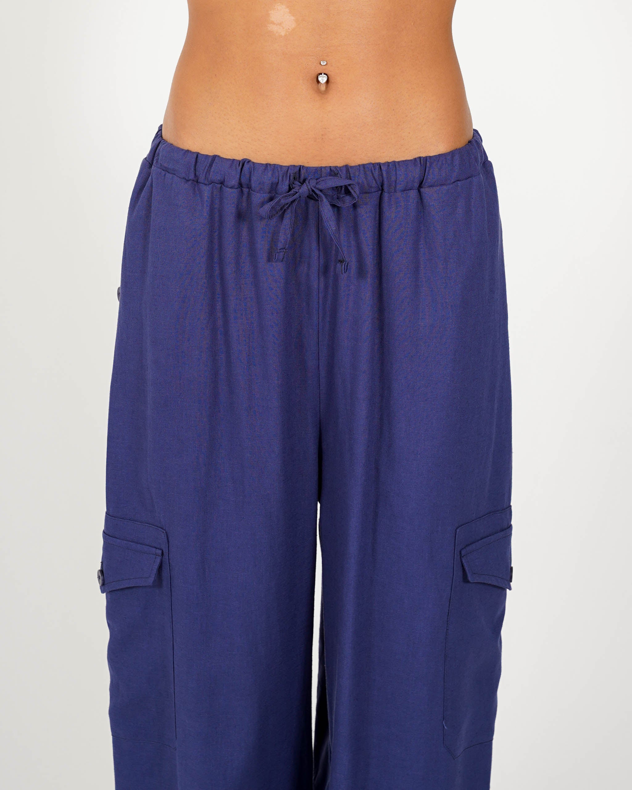 Pantaloni cargo in misto lino - Eleganza