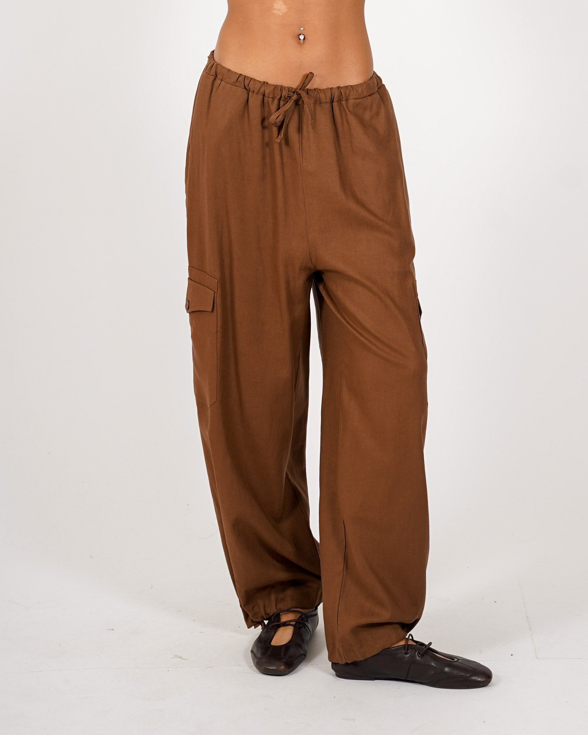 Pantaloni cargo in misto lino - Eleganza