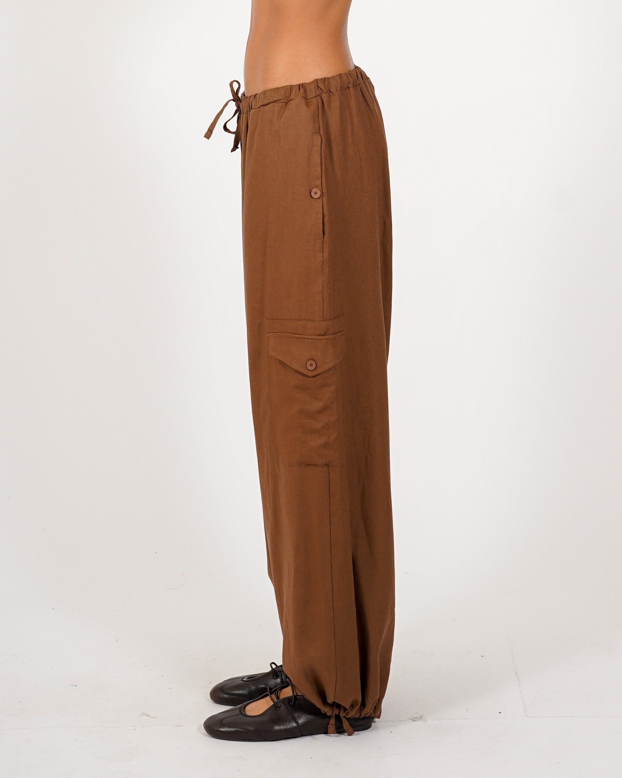 Pantaloni cargo in misto lino - Eleganza