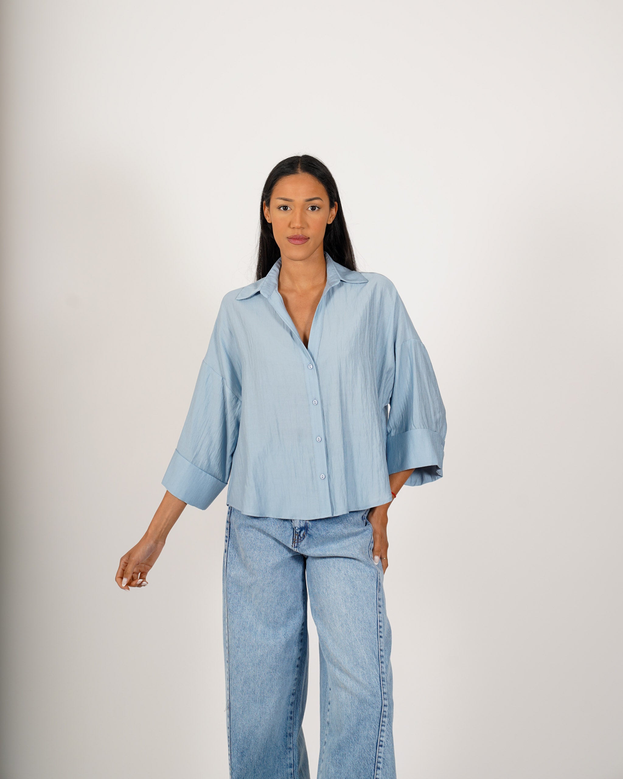 Camicia manica 3/4 in ecofibra - Heather