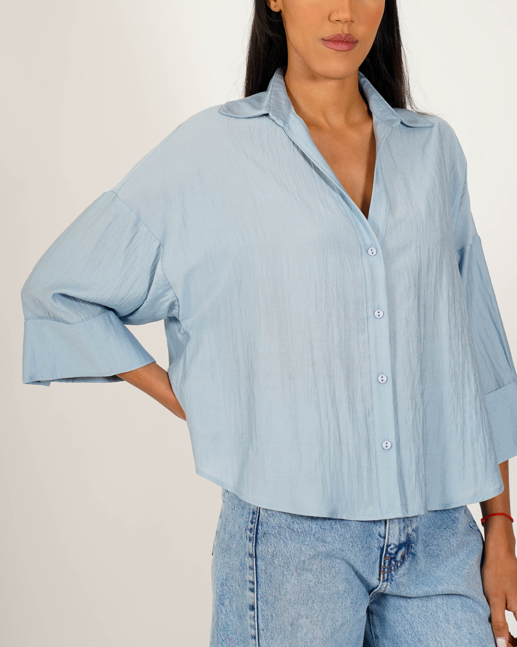 Camicia manica 3/4 in ecofibra - Heather