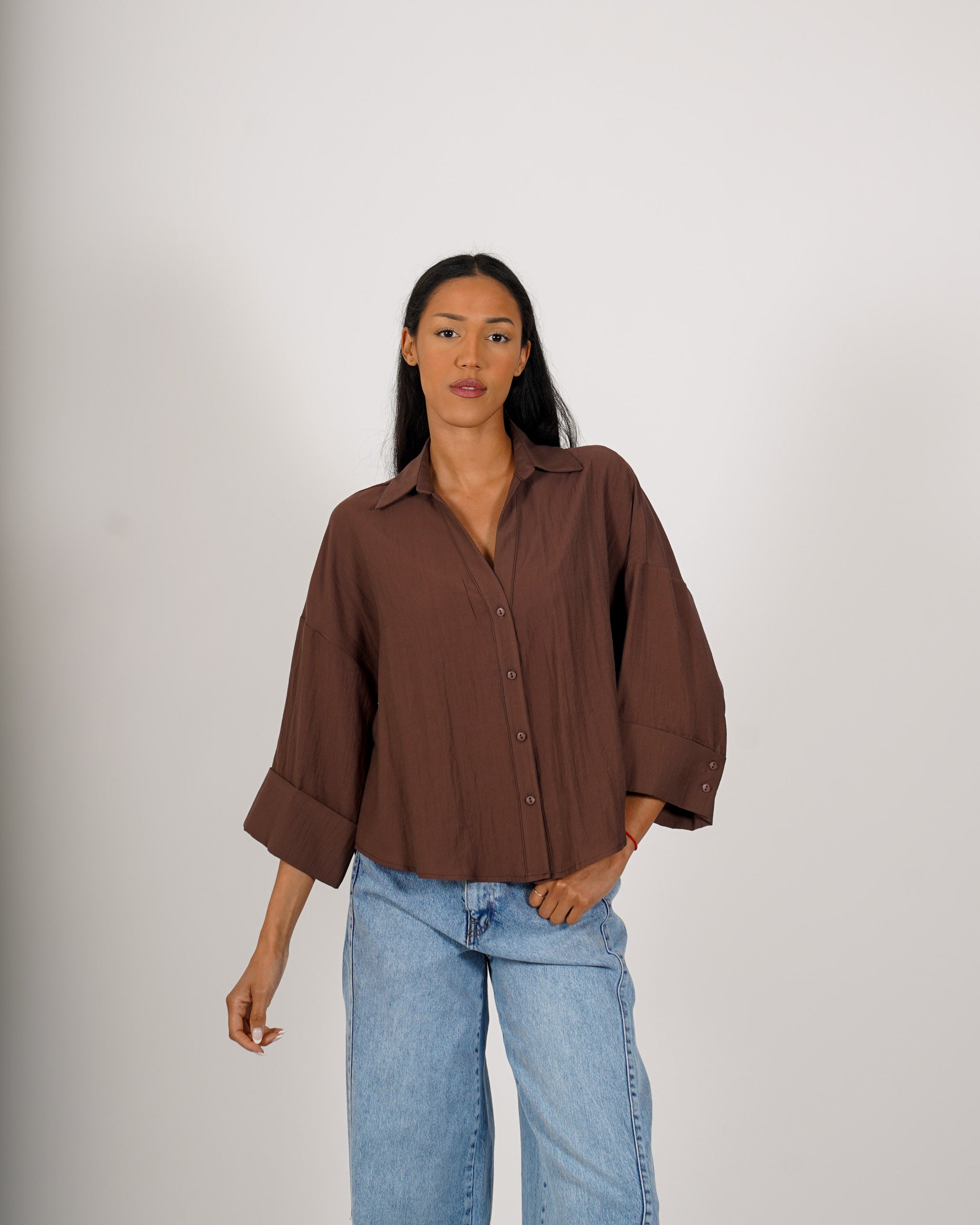 Camicia manica 3/4 in ecofibra - Heather