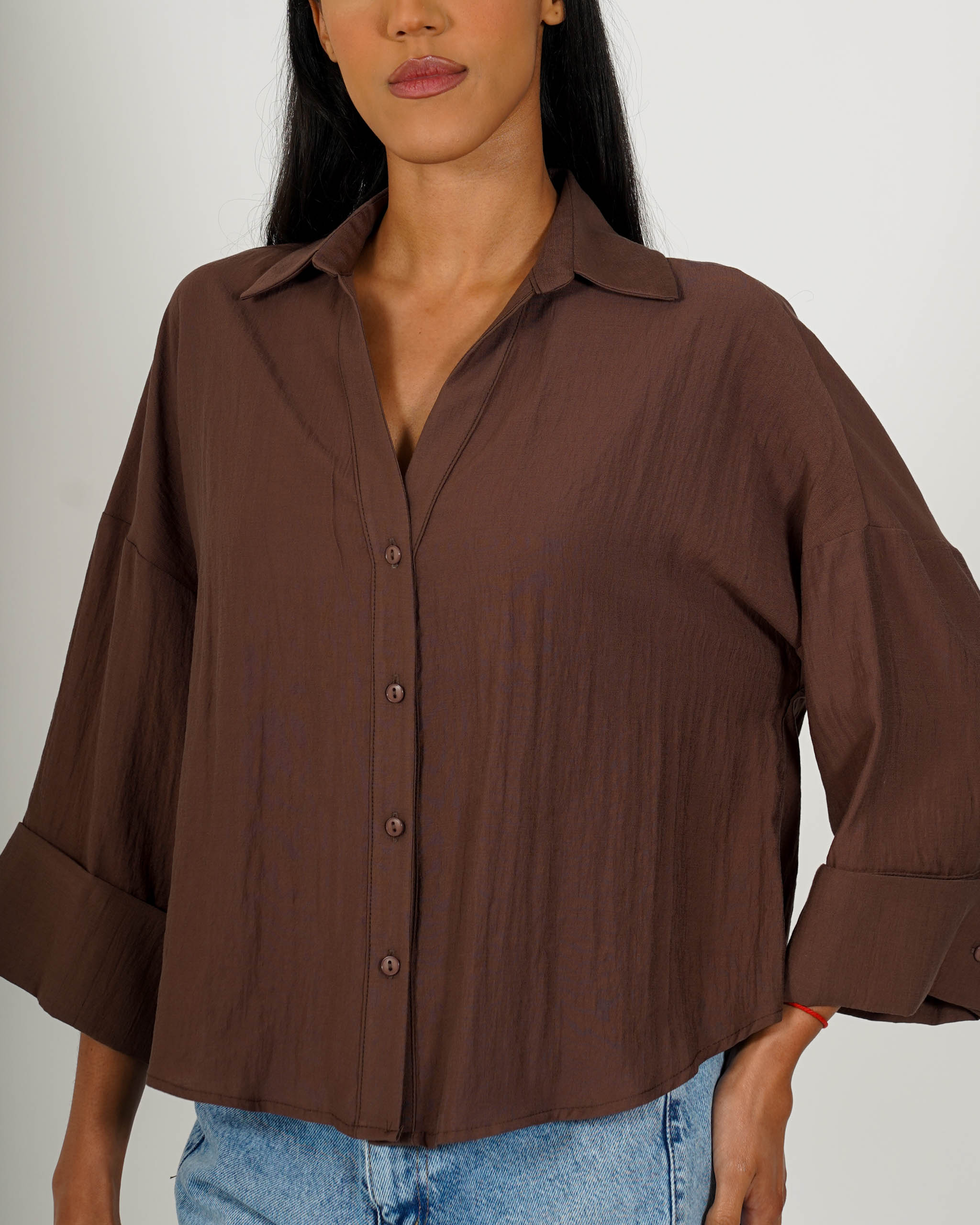 Camicia manica 3/4 in ecofibra - Heather