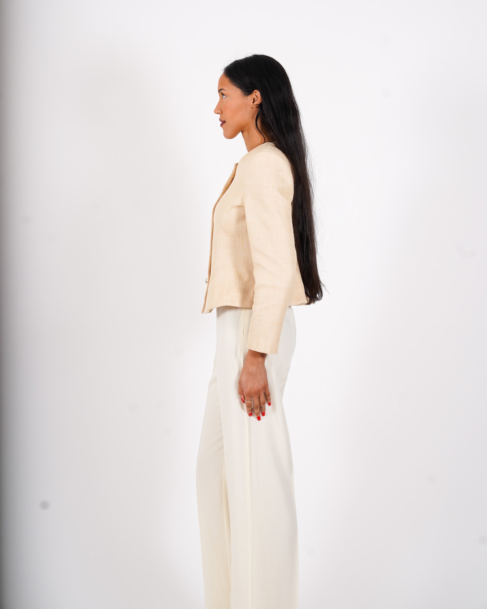 Giacca con bottoni oro in tessuto boucle - Flaminia