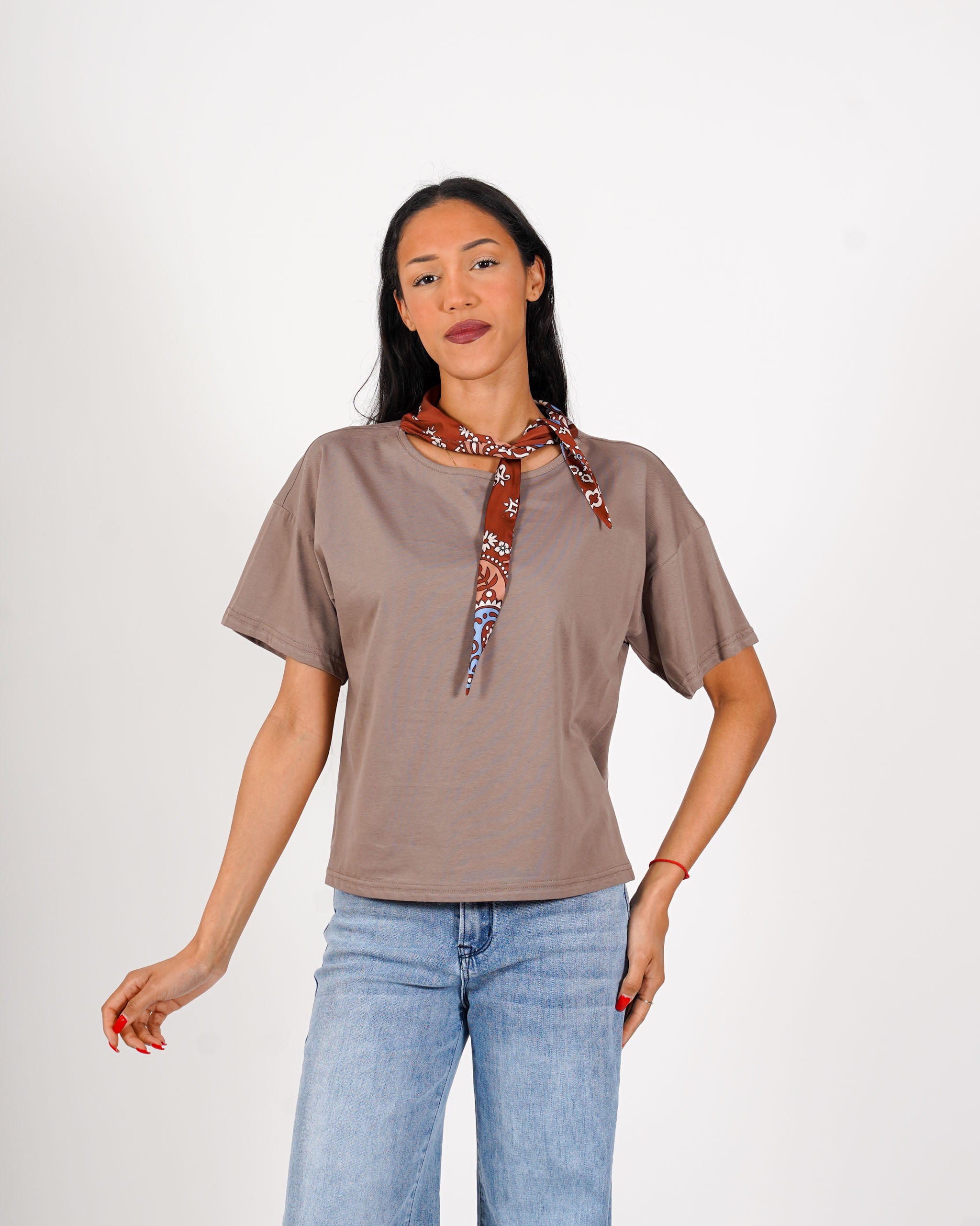 Shirt girocollo con foulard - Vibressa