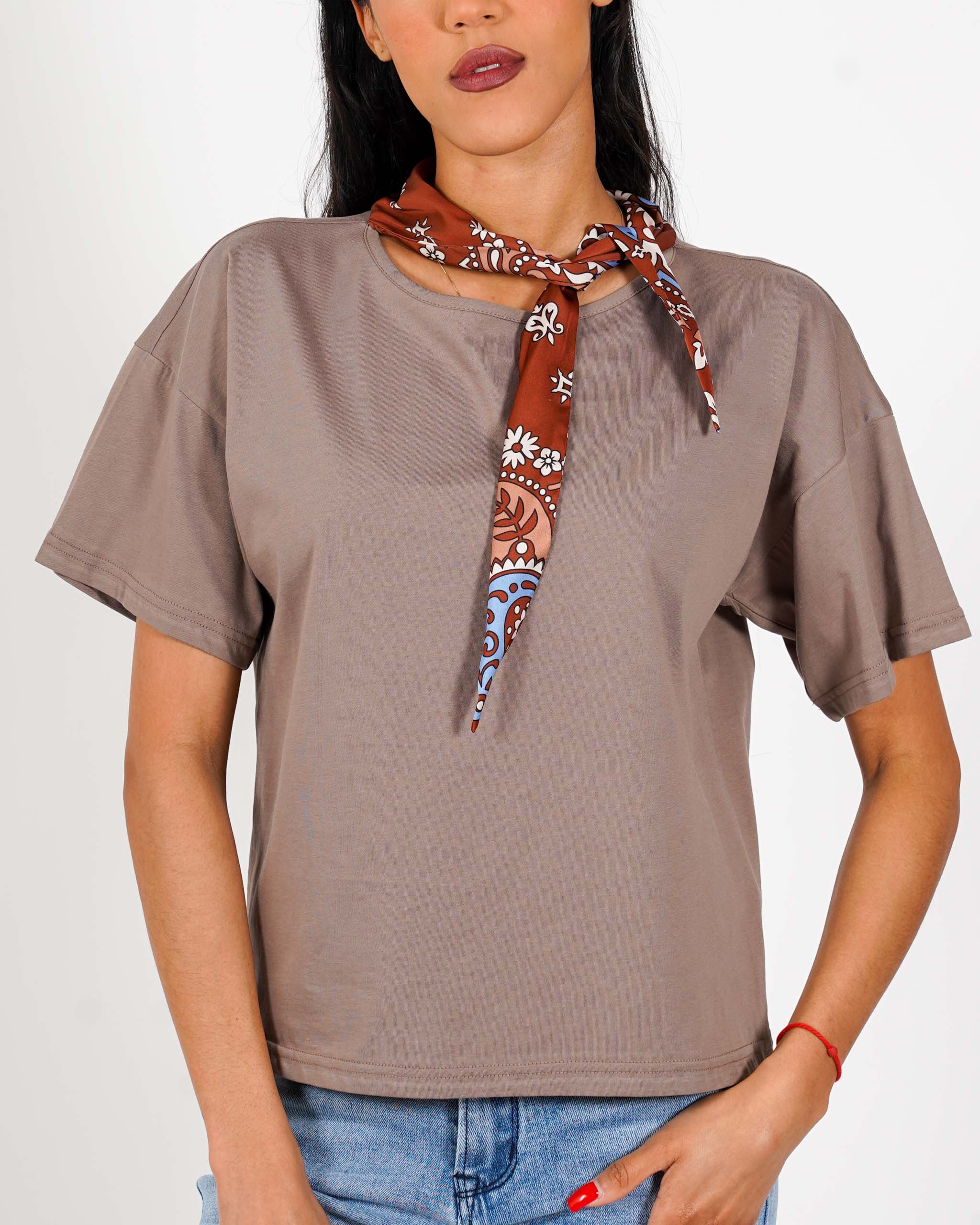 Shirt girocollo con foulard - Vibressa