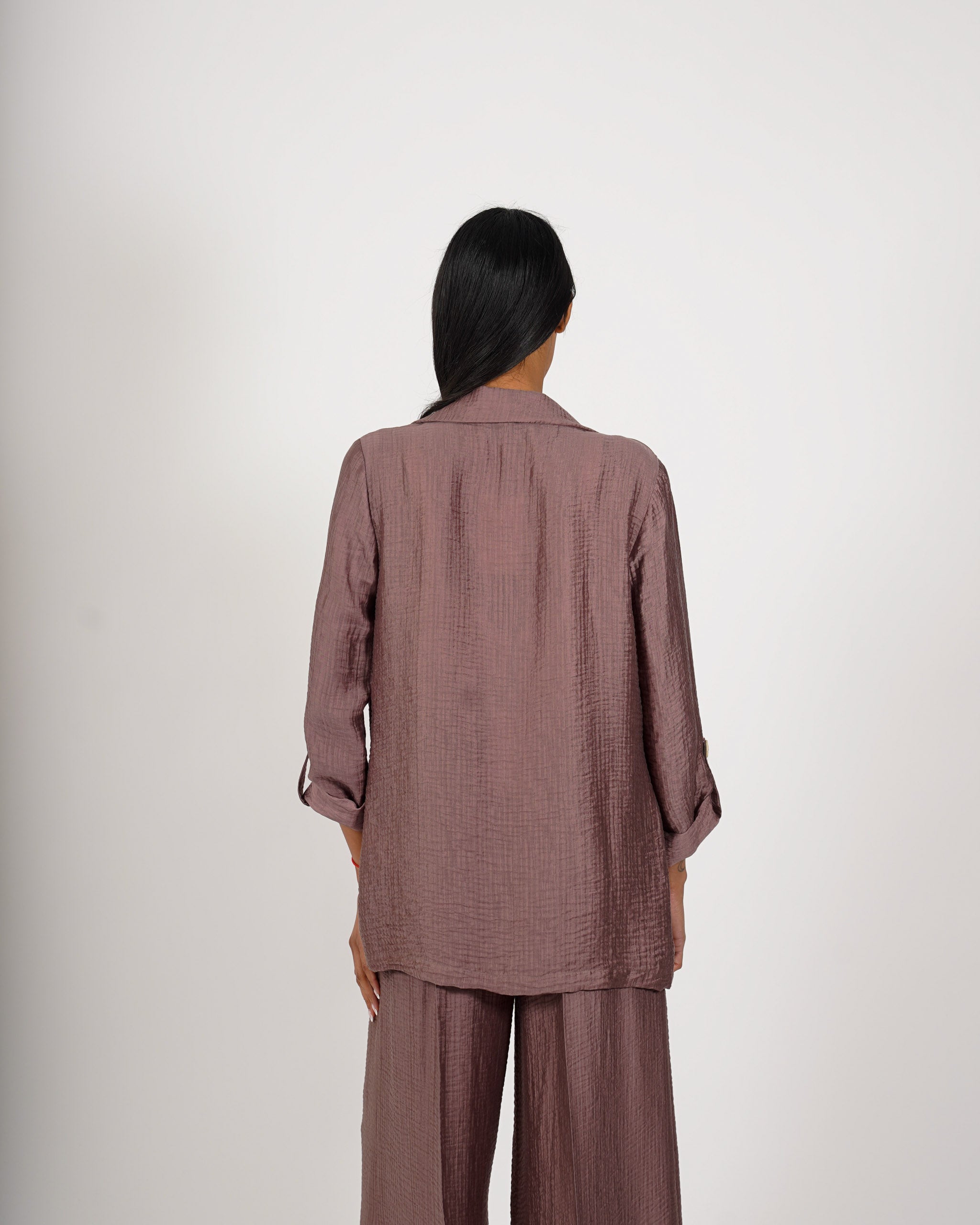 Coordinato giacca e pantaloni in viscosa - Castana
