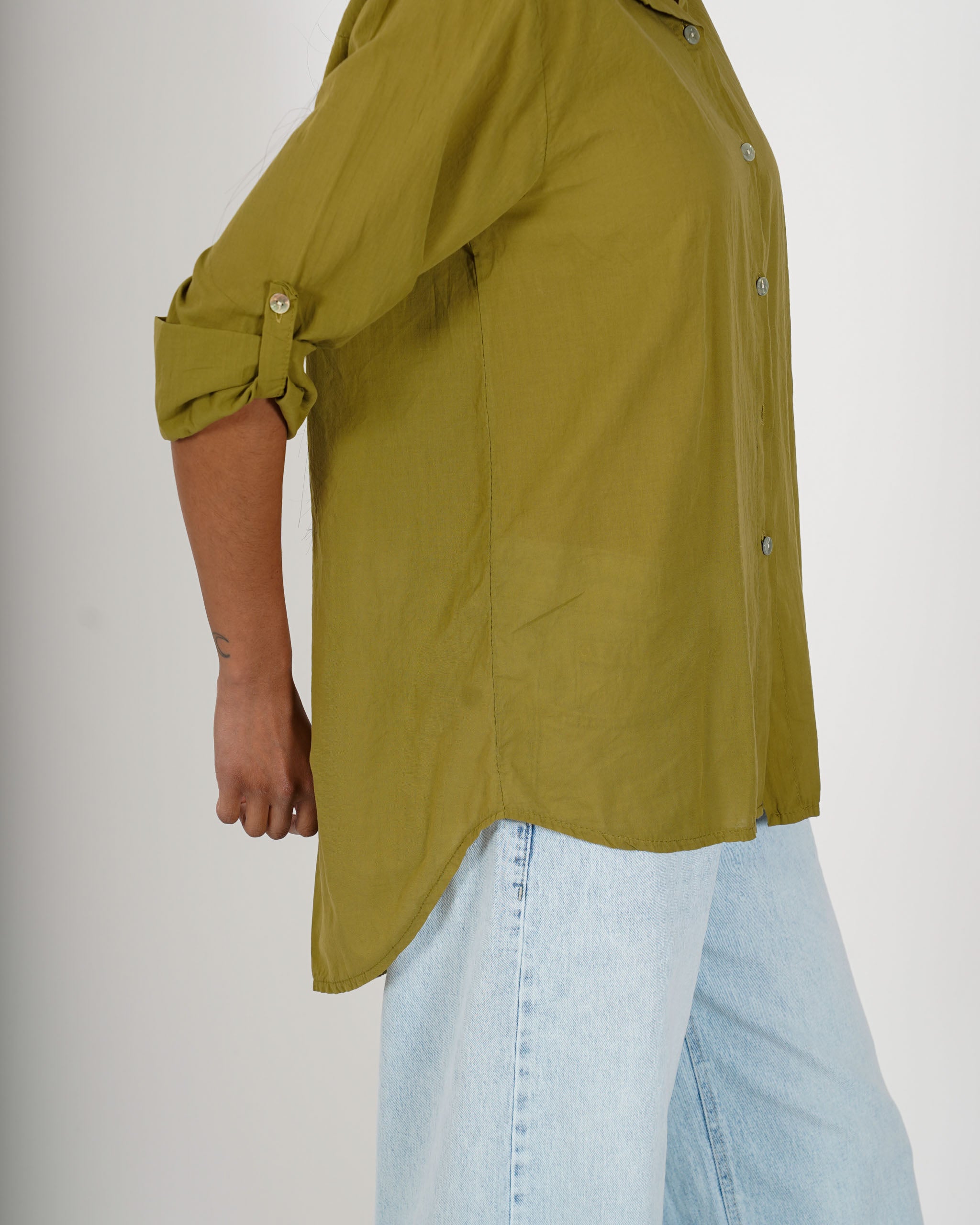 Camicia con risvolto su manica in cotone - Nuciari