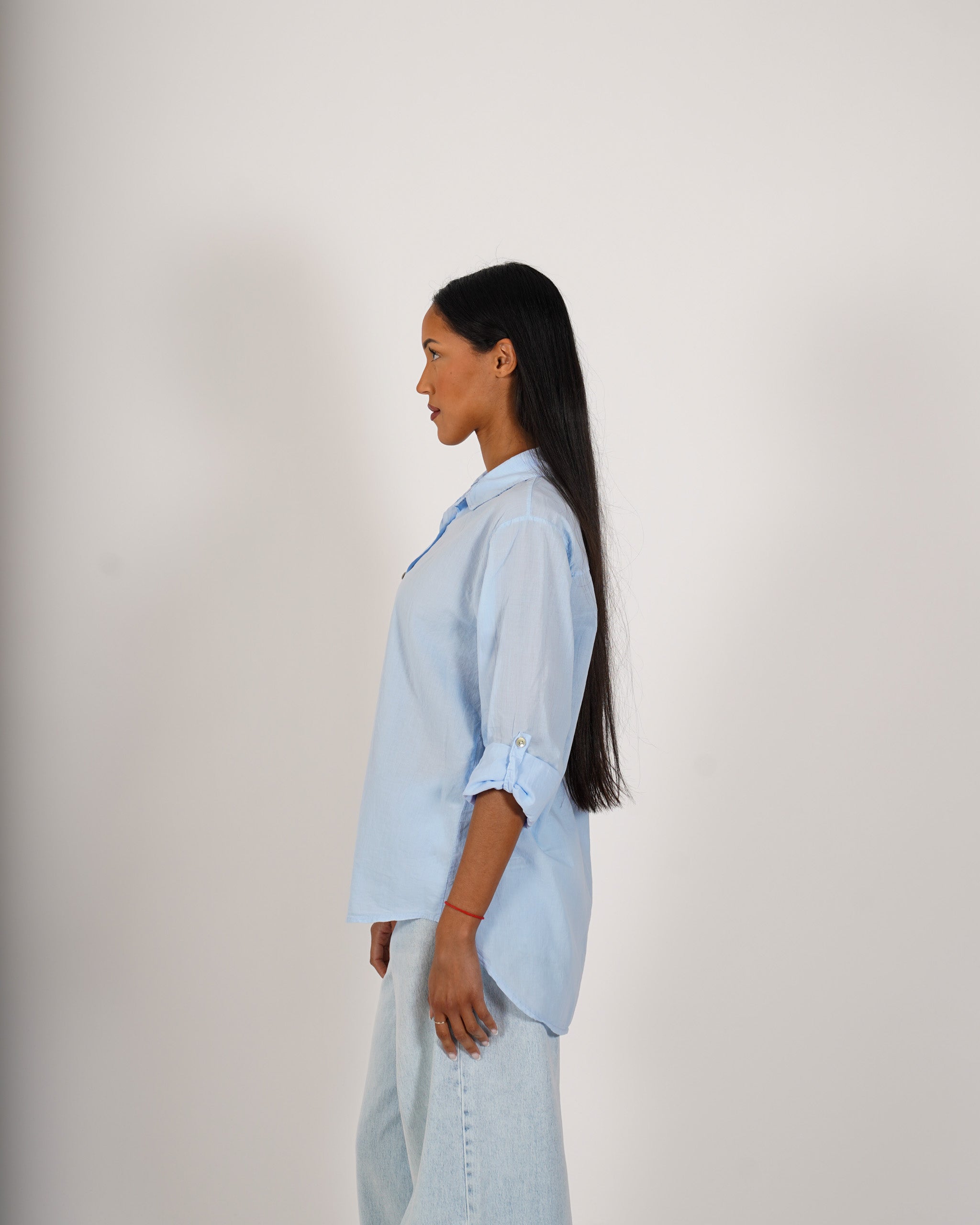 Camicia con risvolto su manica in cotone - Nuciari