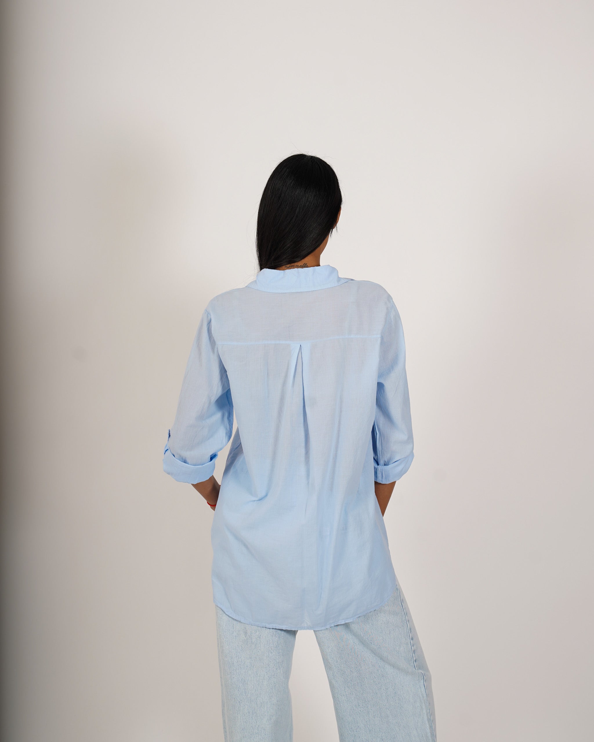 Camicia con risvolto su manica in cotone - Nuciari