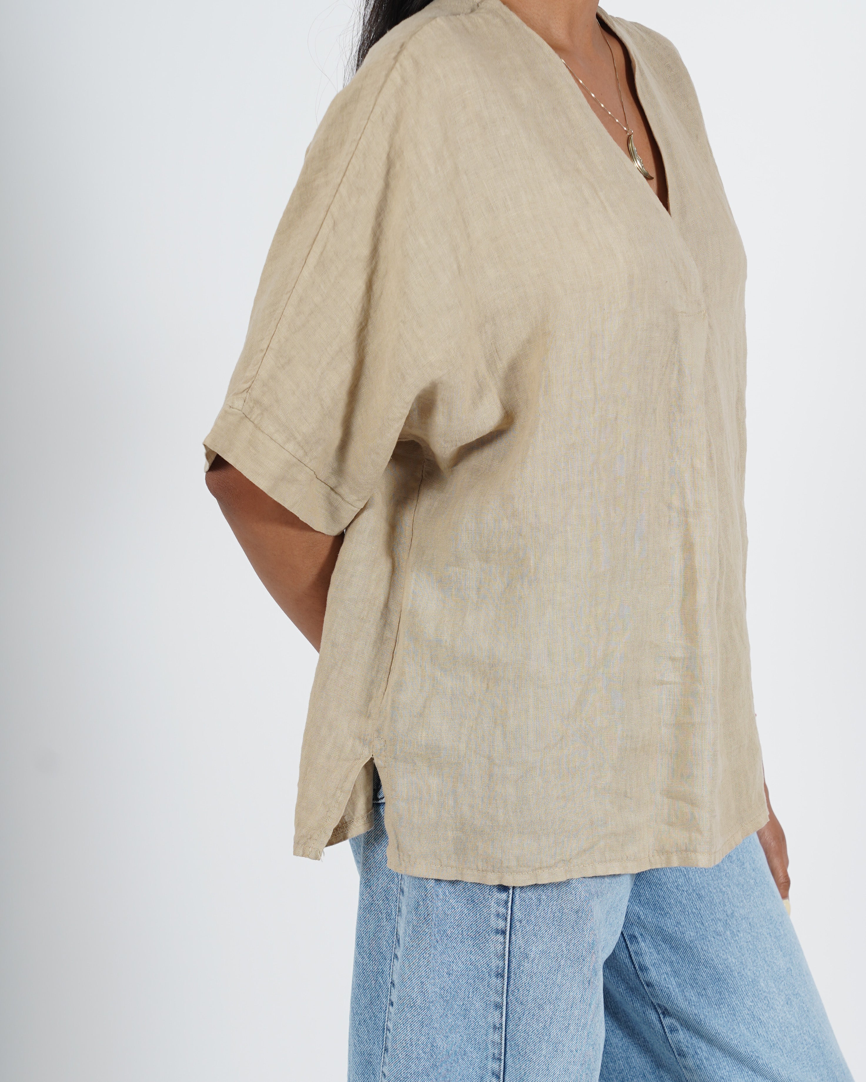 Blusa scollo a v in lino - Gradita