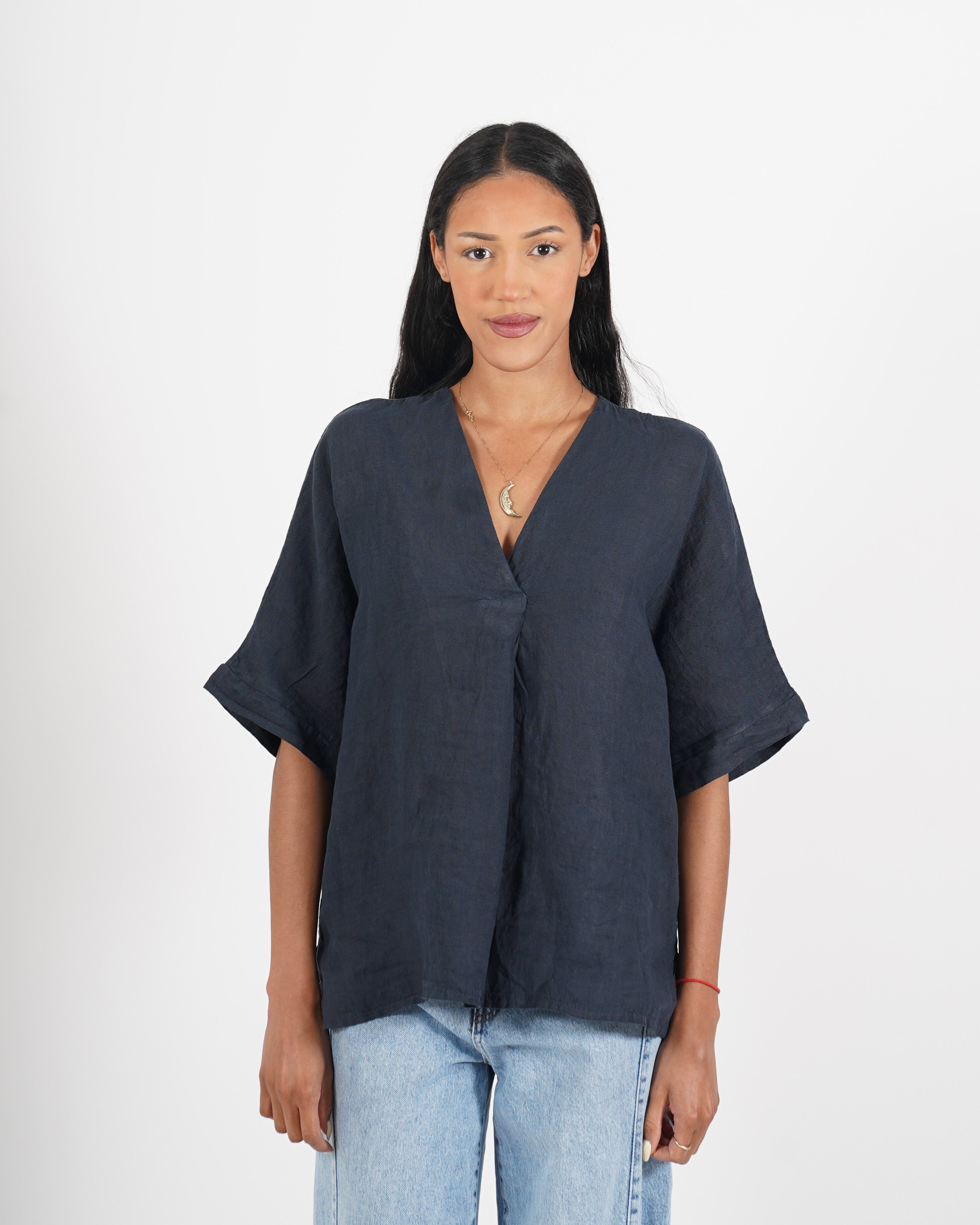 Blusa scollo a v in lino - Gradita