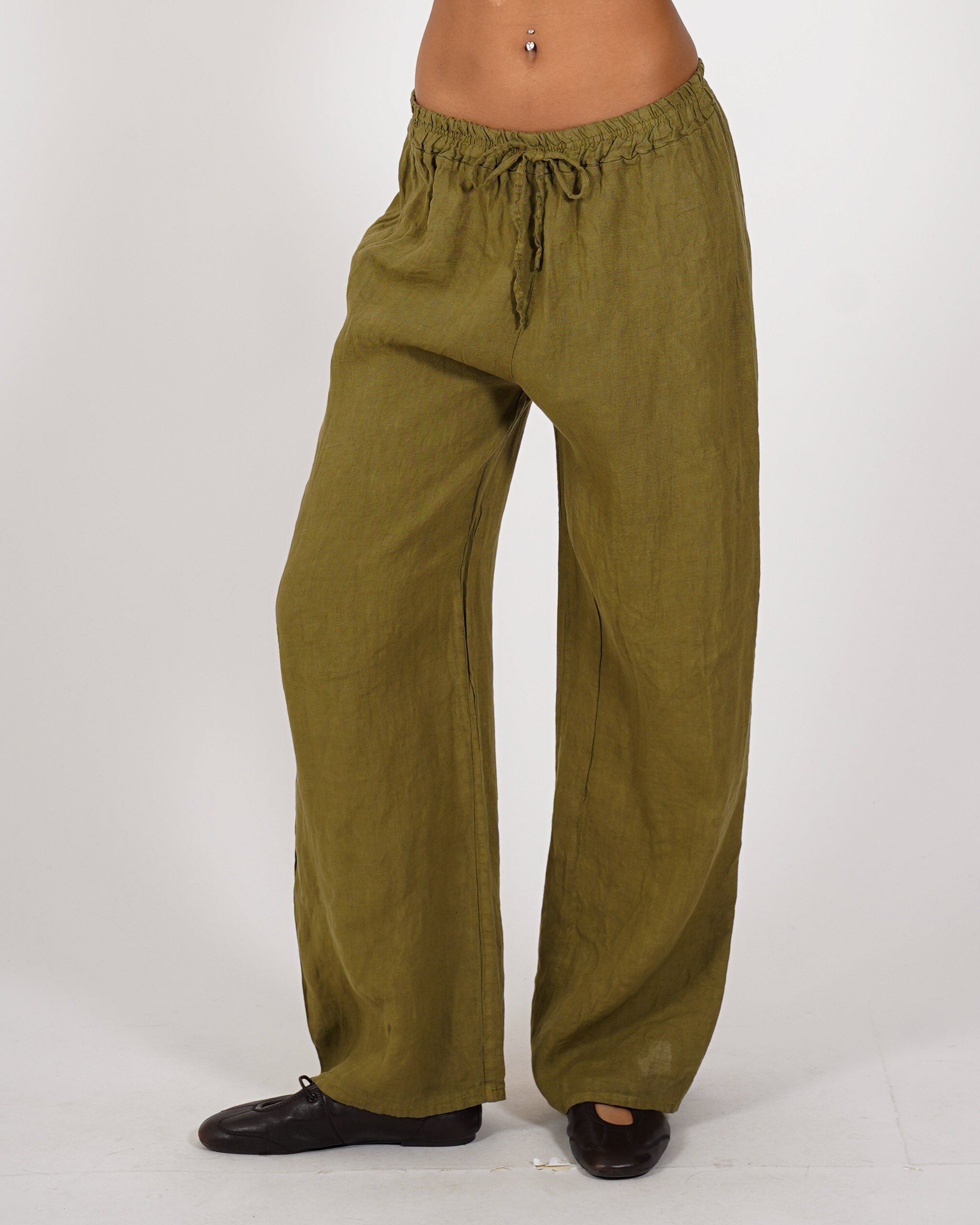 Pantaloni con ricamo elastico in vita e coulisse - Galletti