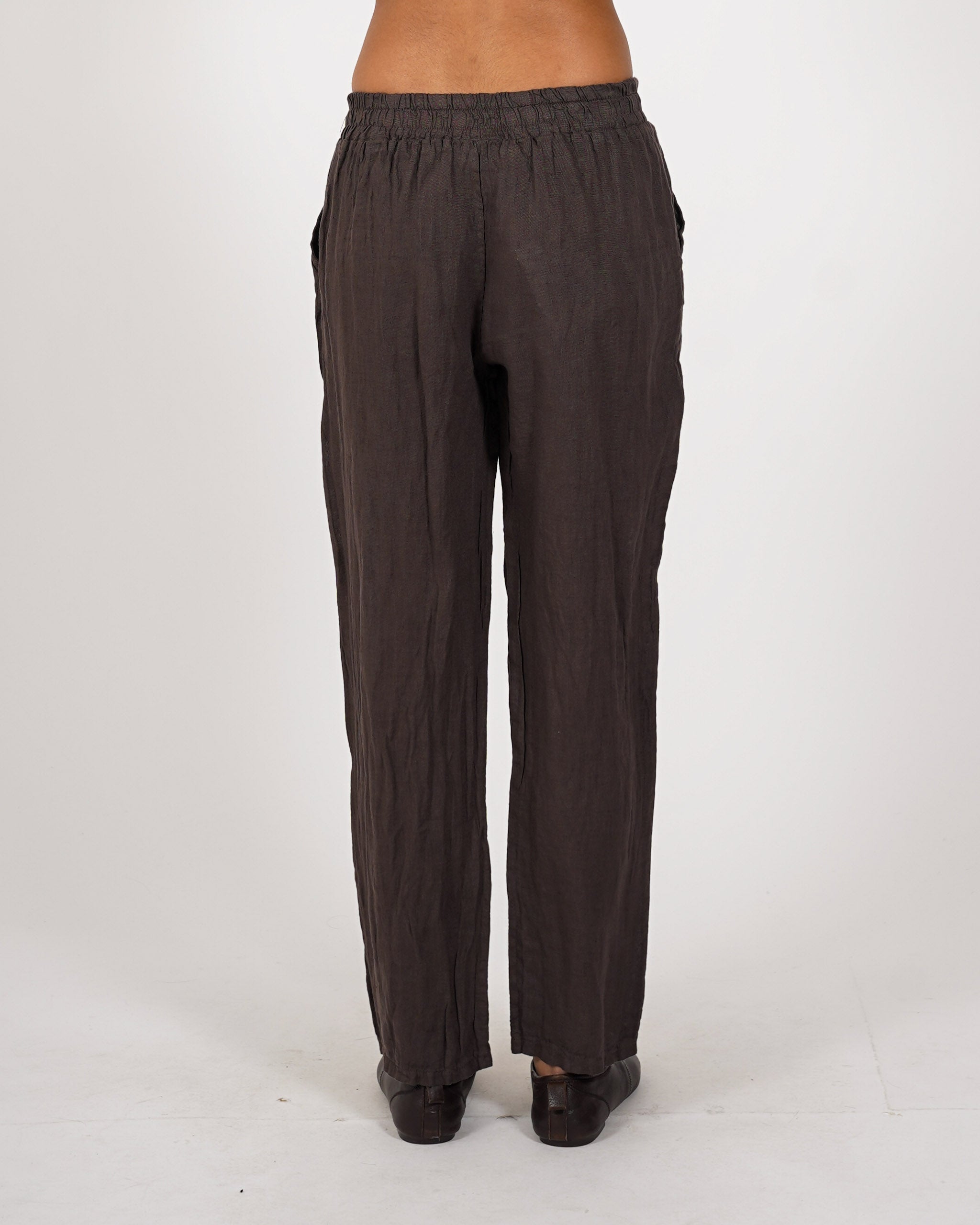 Pantaloni in lino con elastico in vita e coulisse - Diomira