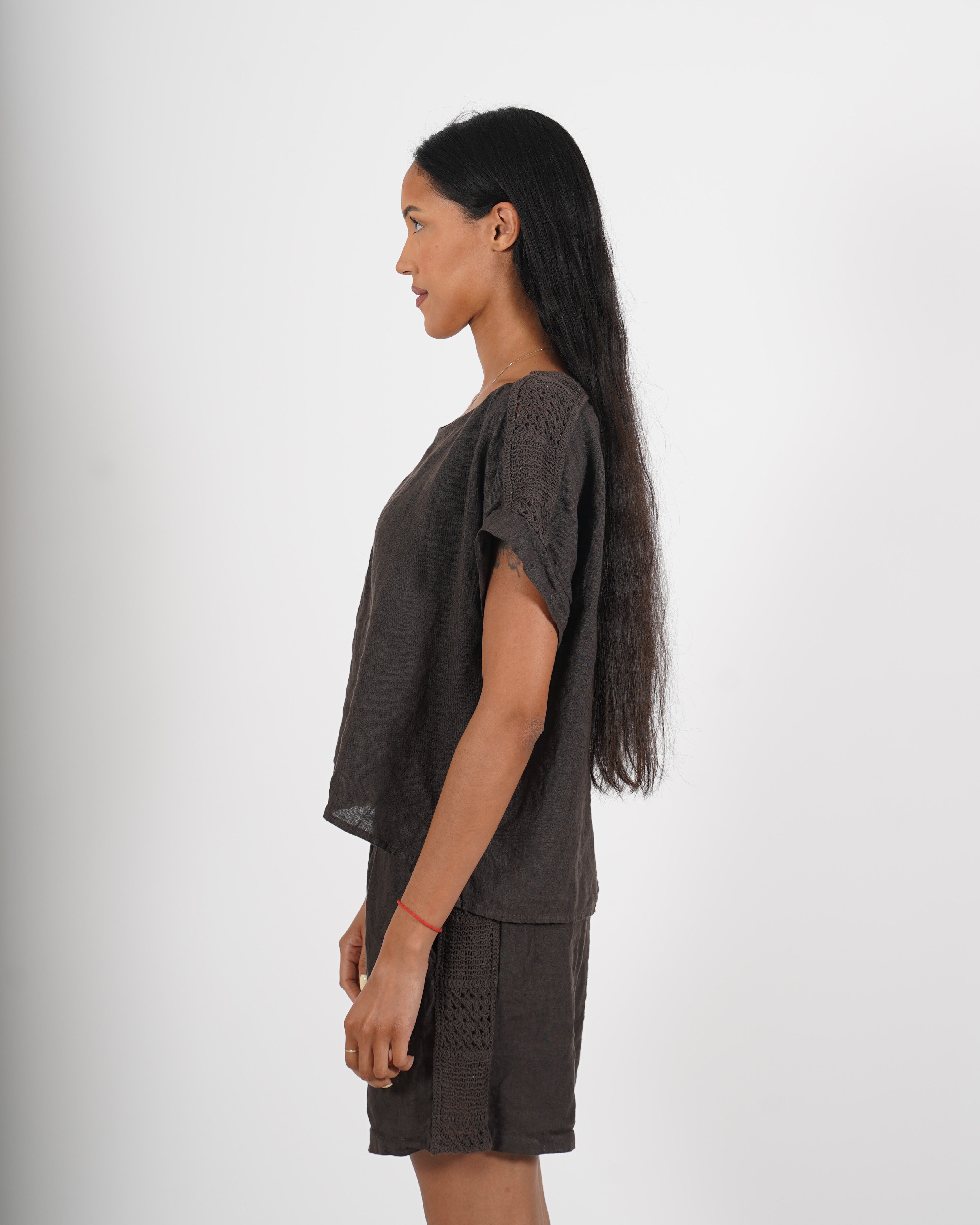 Coordinato blusa e bermuda in lino - Shelly