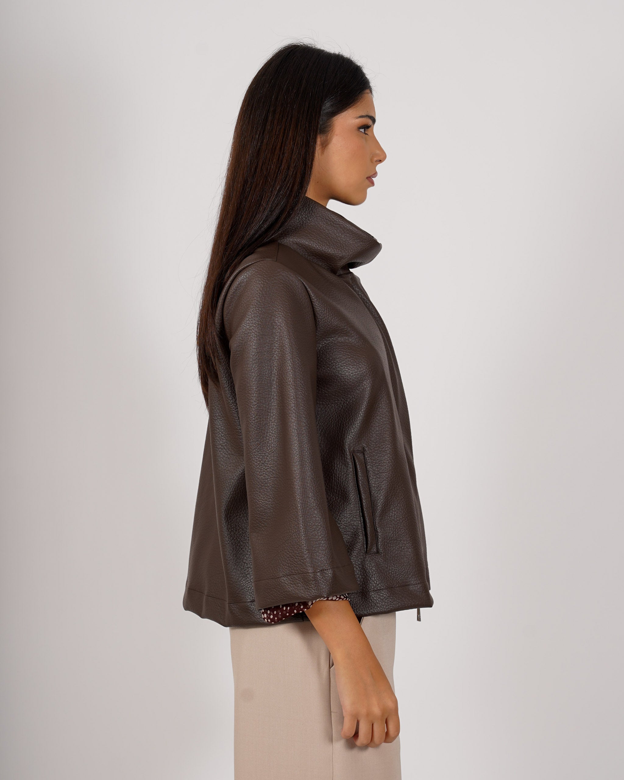 Caban con zip in ecopelle - Calamita