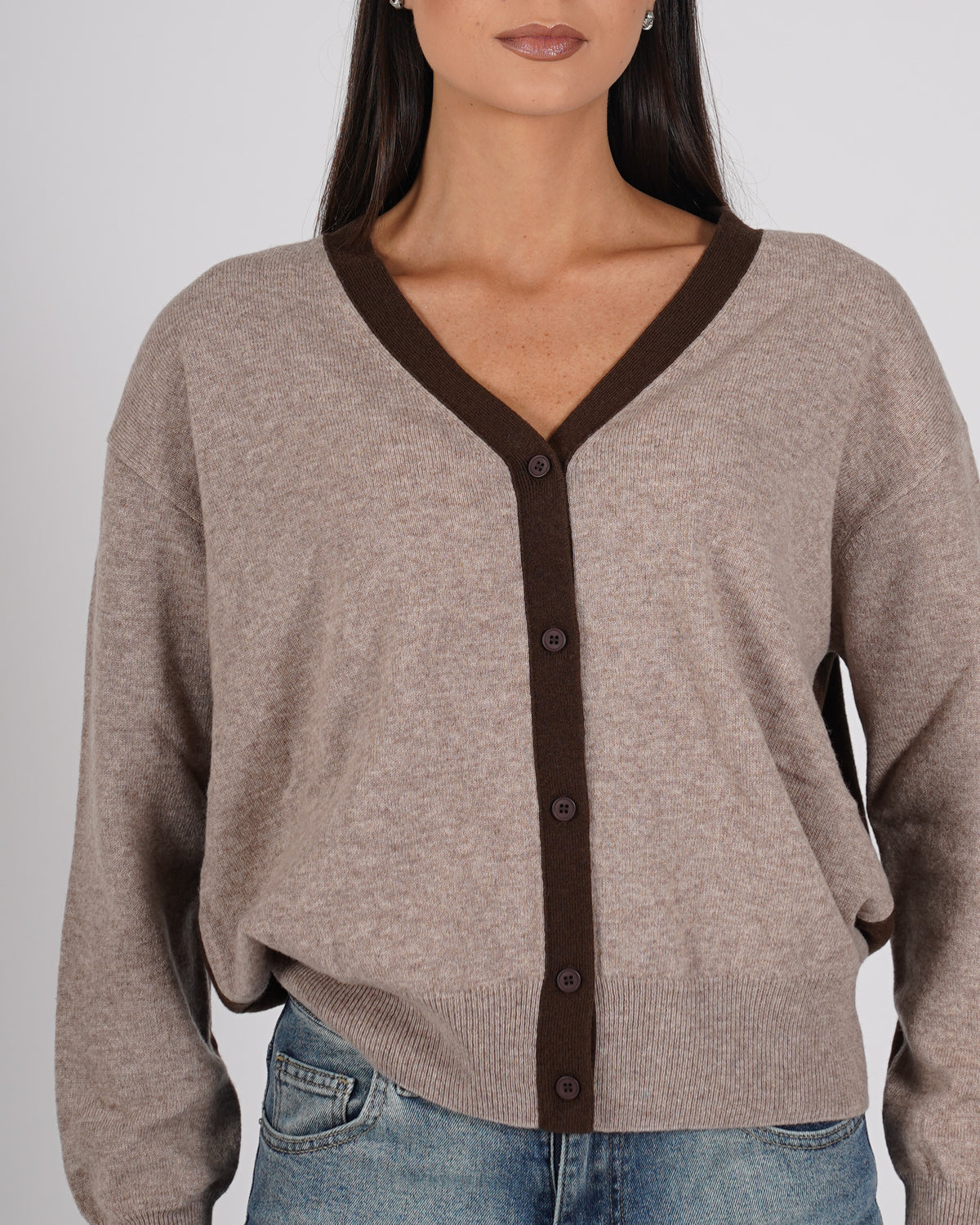Cardigan in maglia con profilo in contrasto - Saskia