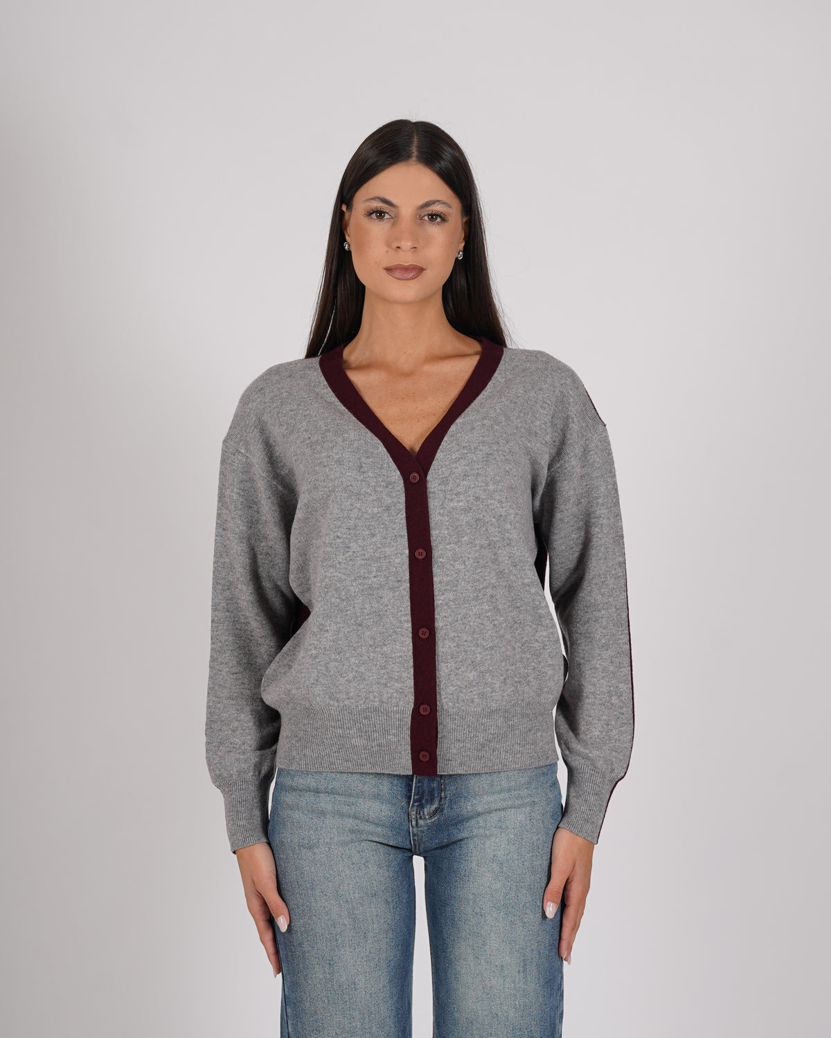 Cardigan in maglia con profilo in contrasto - Saskia