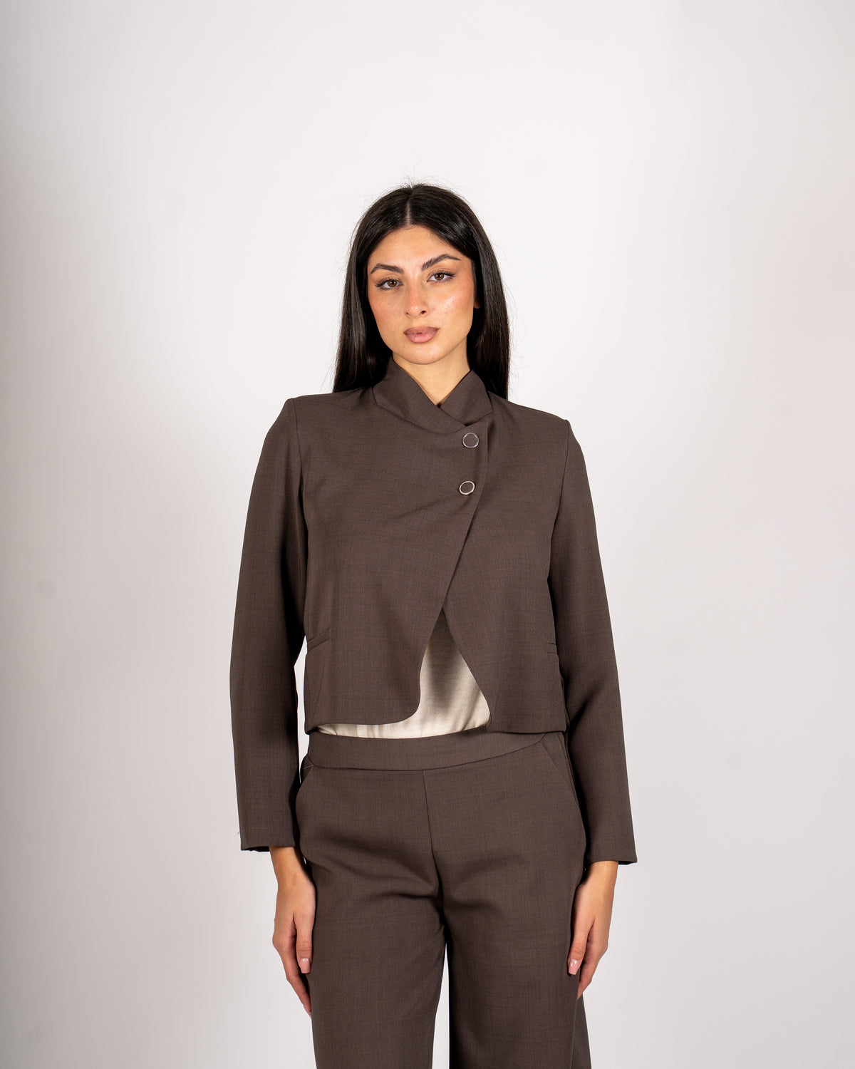 Giacca kimono cropped in frescolana - Meryem