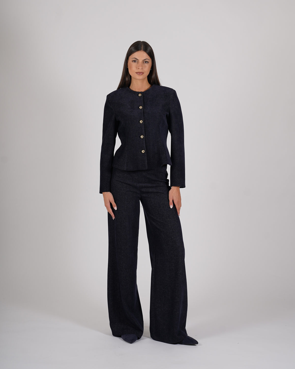 Giacca monopetto con peplum in mano velluto liscio - Leopolda