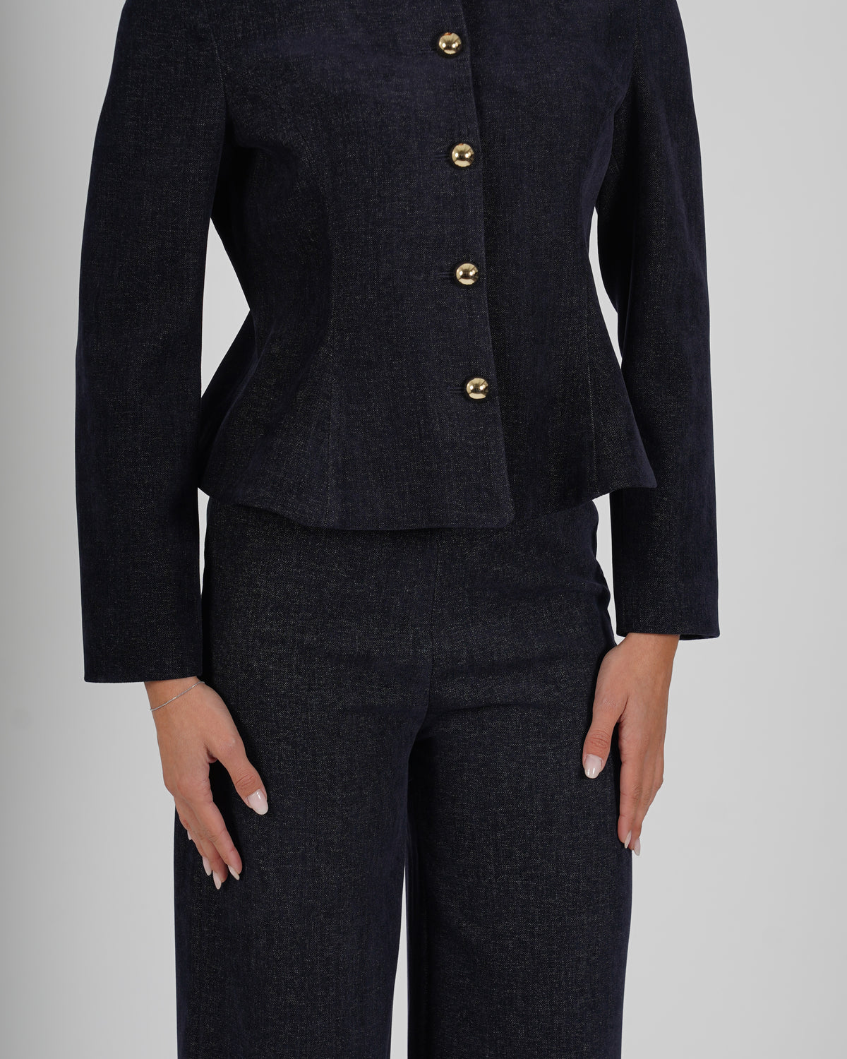 Giacca monopetto con peplum in mano velluto liscio - Leopolda