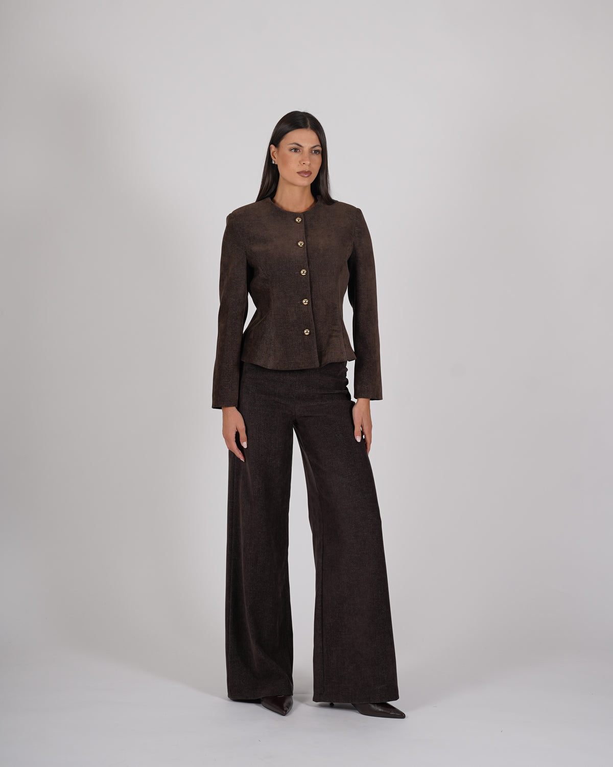 Giacca monopetto con peplum in mano velluto liscio - Leopolda