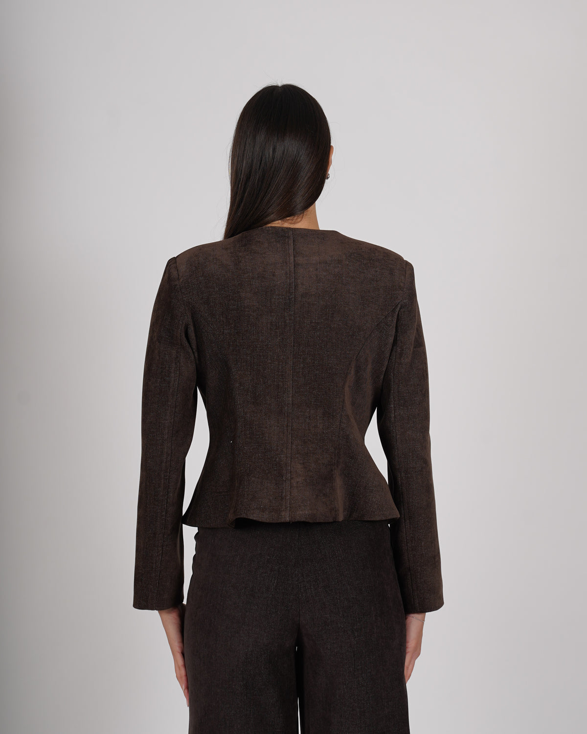 Giacca monopetto con peplum in mano velluto liscio - Leopolda