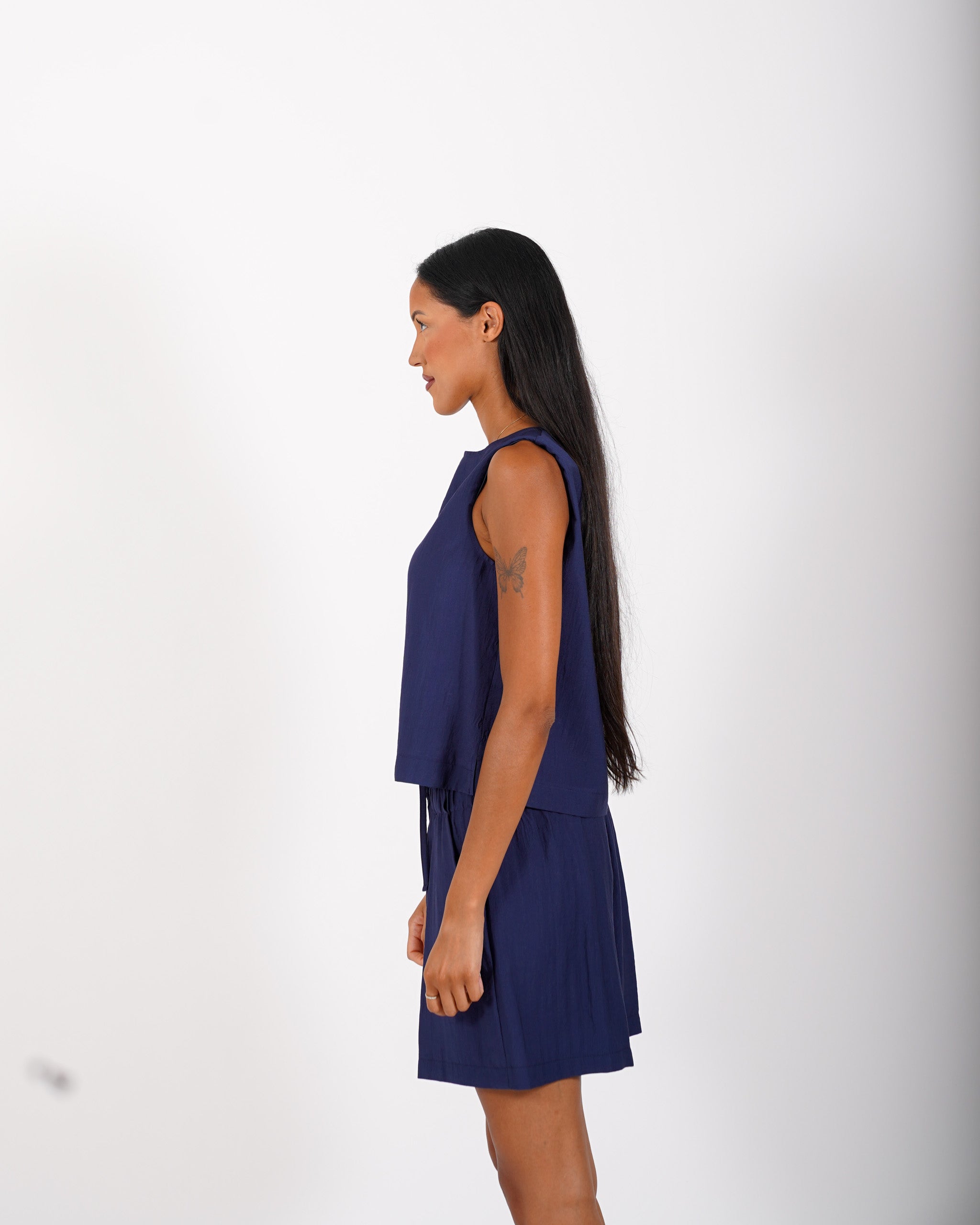 Blusa cropped in tessuto stropicciato - Lindsay