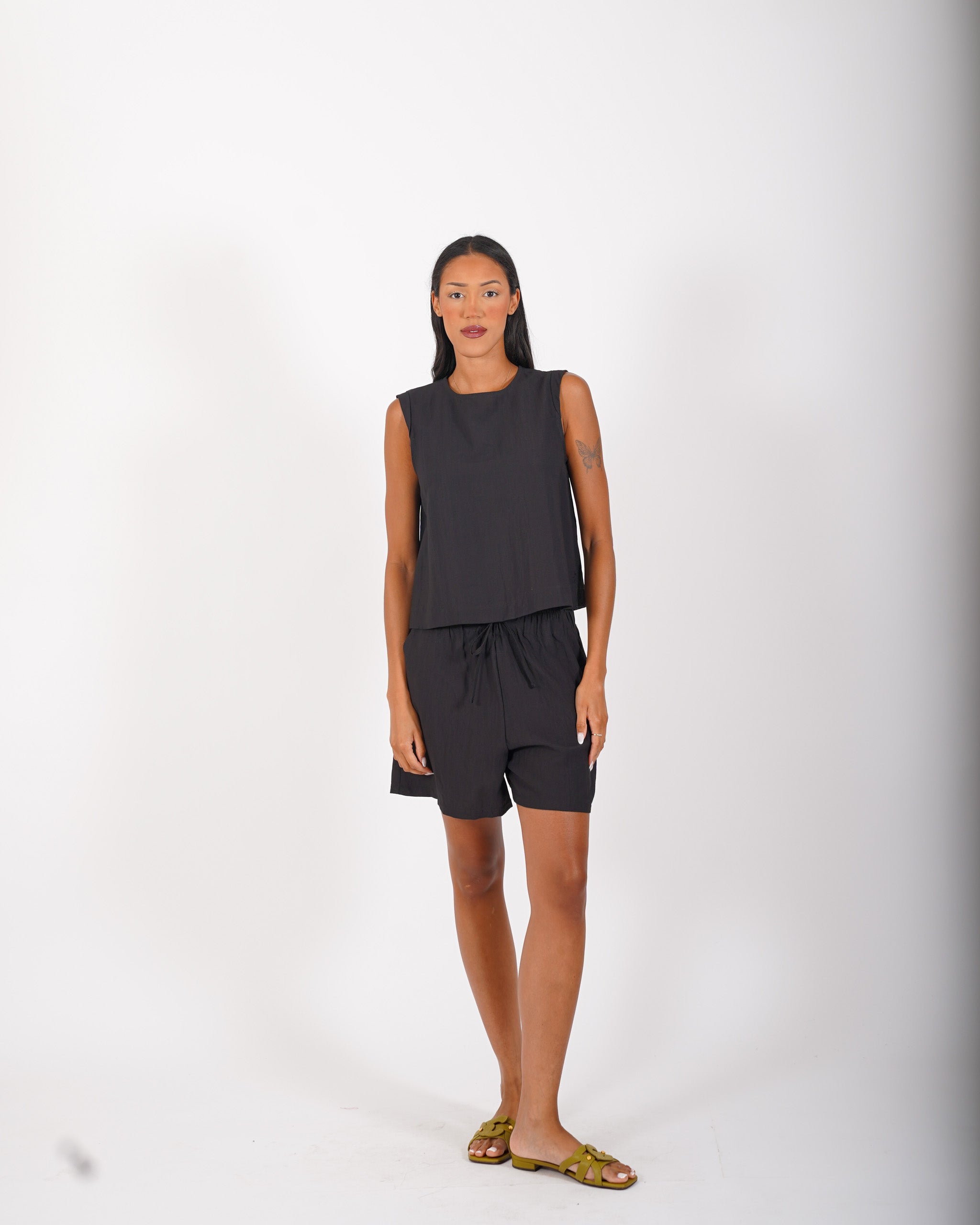 Blusa cropped in tessuto stropicciato - Lindsay