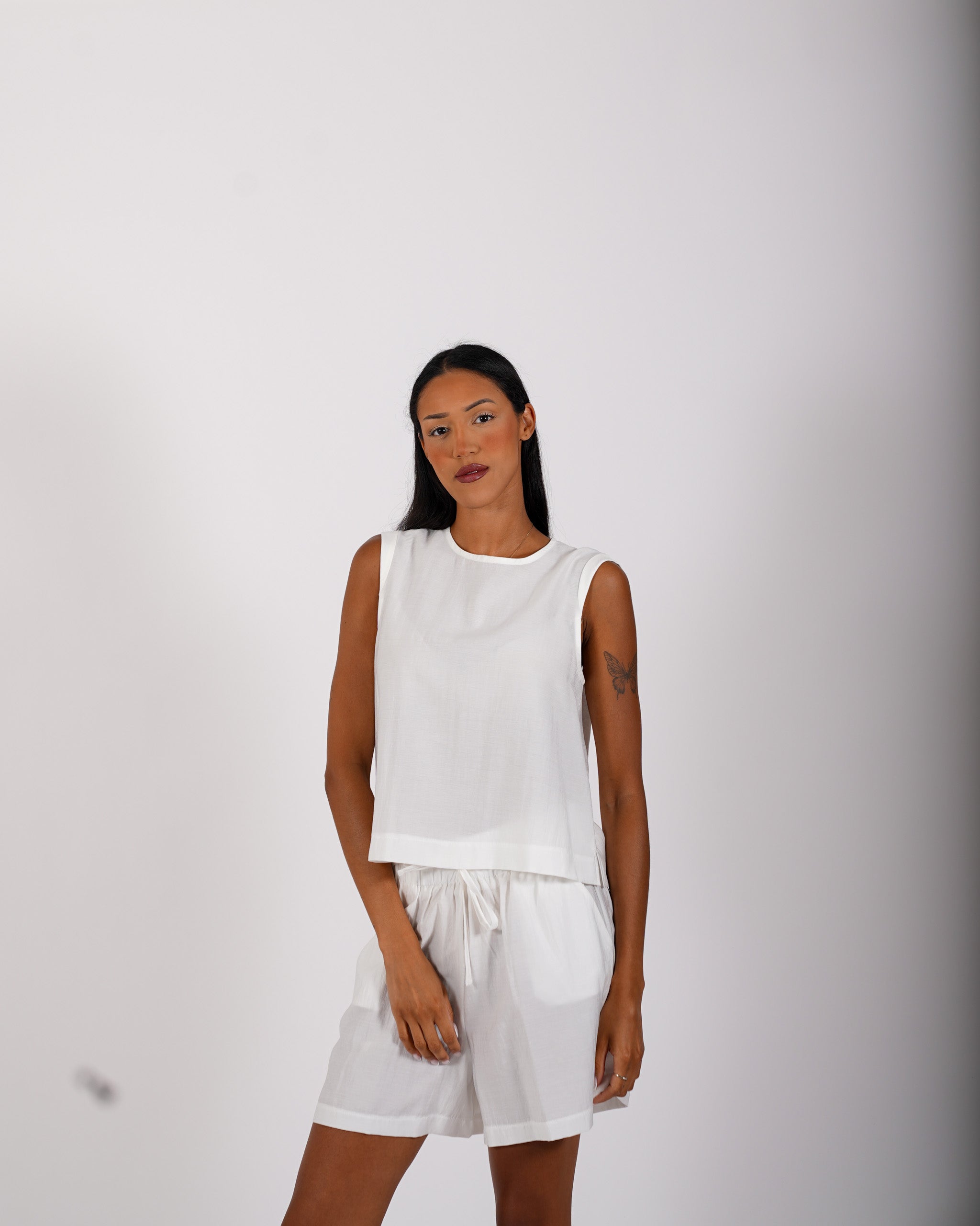 Blusa cropped in tessuto stropicciato - Lindsay