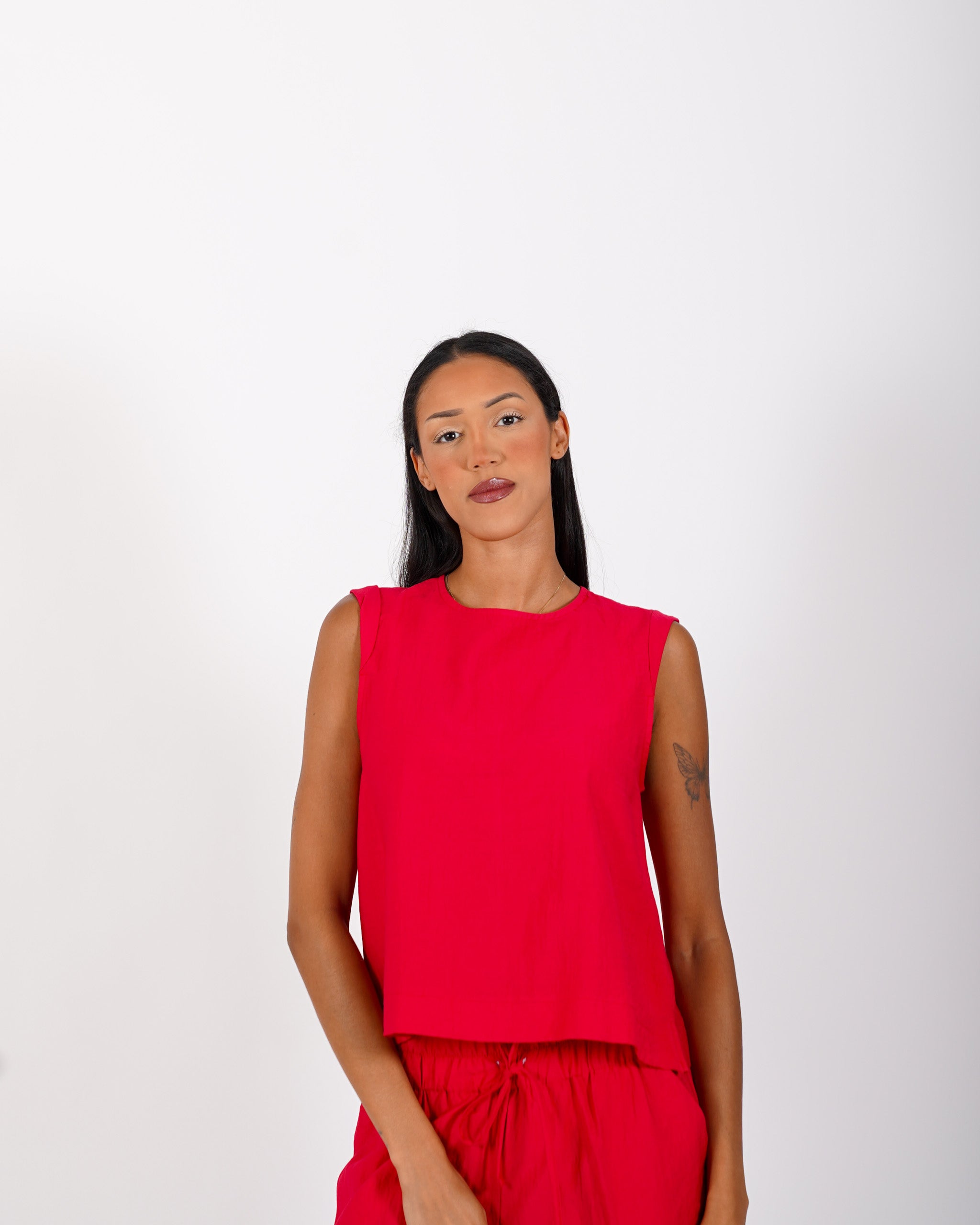 Blusa cropped in tessuto stropicciato - Lindsay