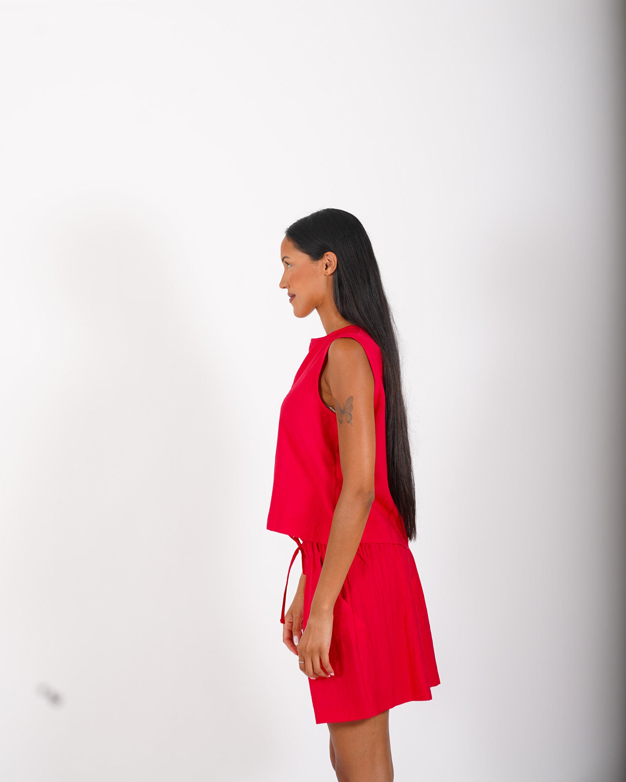 Blusa cropped in tessuto stropicciato - Lindsay