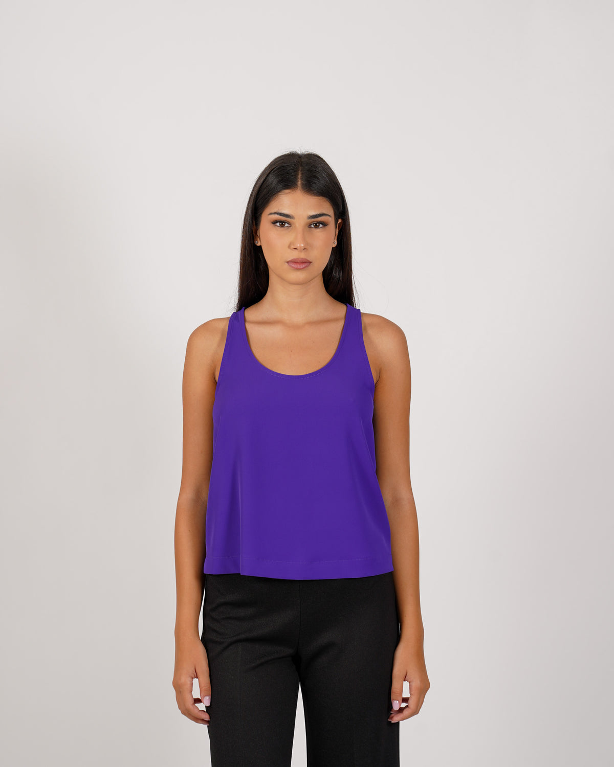 Canotta slim fit in mano crepe - Gerbera