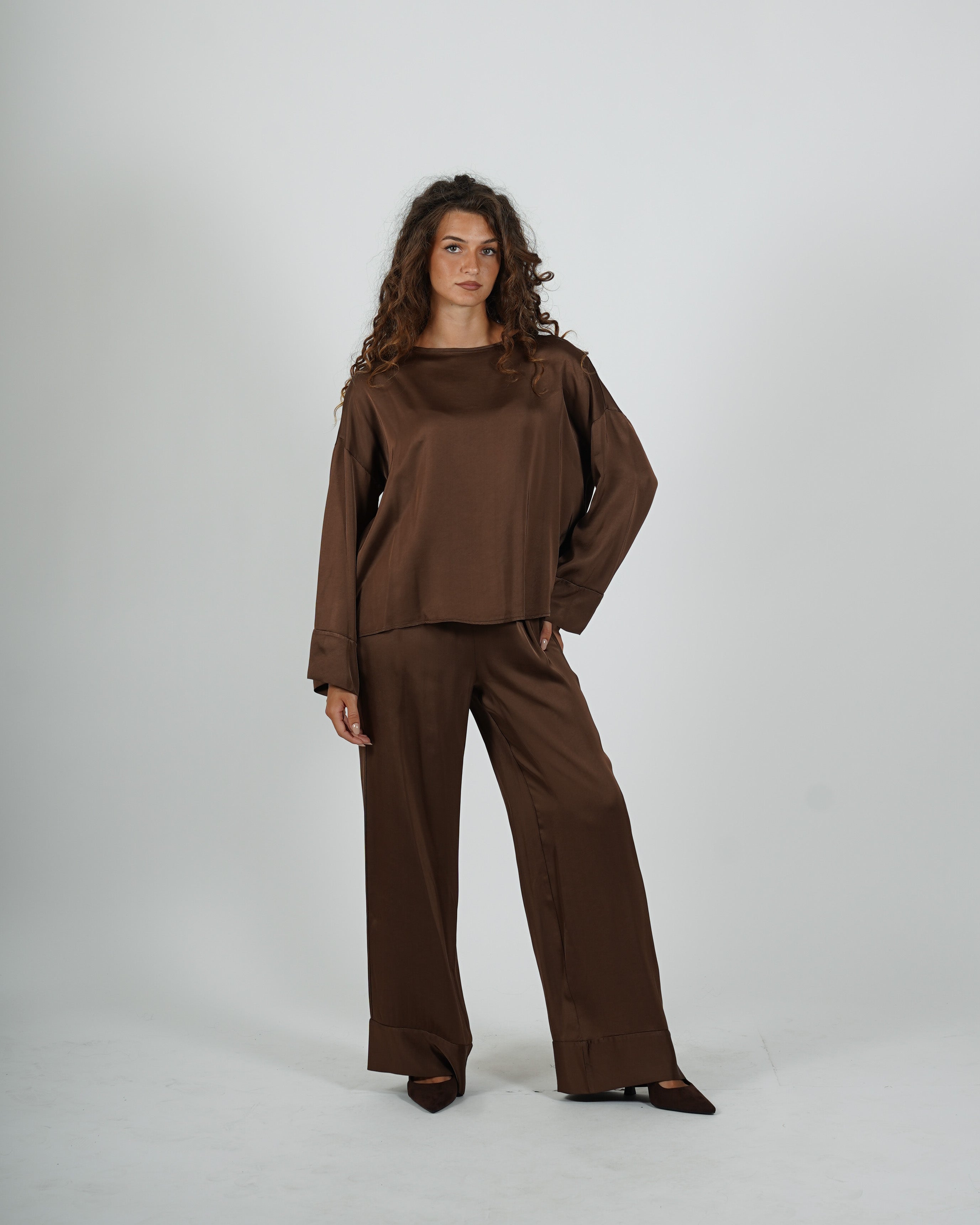 Pantaloni con baschina e gamba larga - Galante