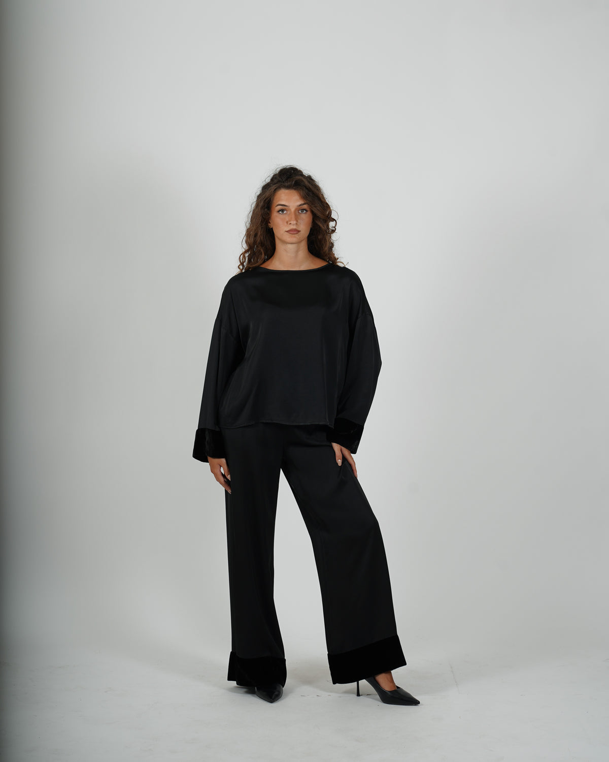 Pantaloni con baschina e gamba larga - Galante