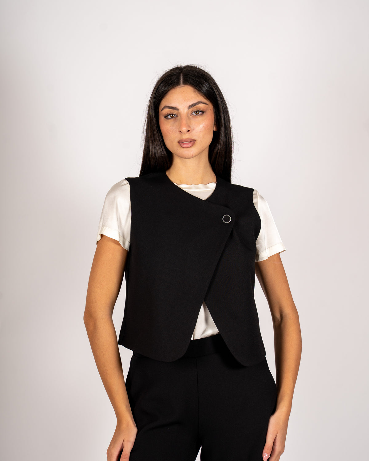 Gilet kimono cropped in frescolana - Balogan